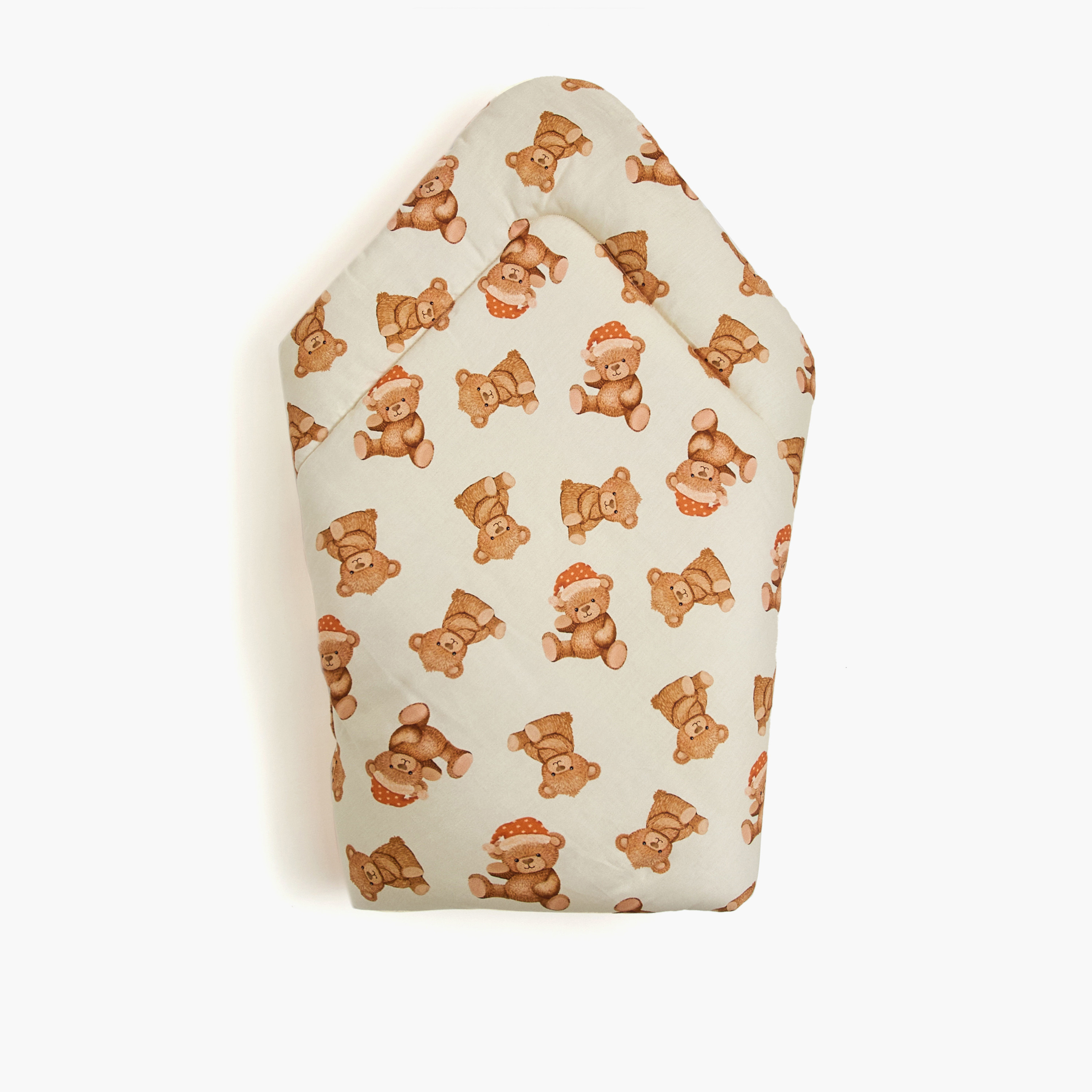 Fancy Fluff All-Over Teddy Bear Print Swaddle Wrap with Tie-Ups - 71x71 cm-baby-nursery-blanketsandswaddles-swaddlesandsleepingbags-image-3