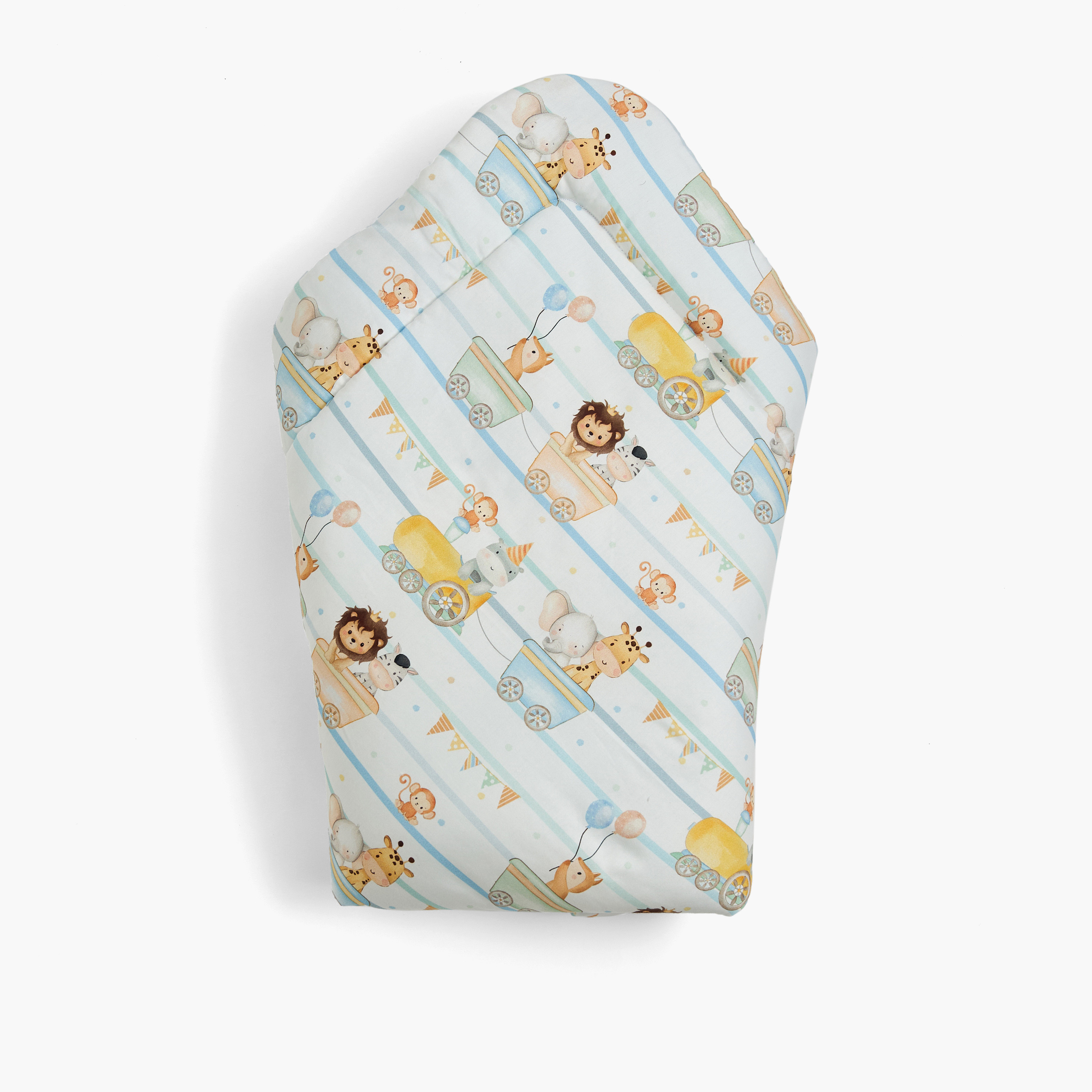 Fancy Fluff All-Over Wild Animals Print Swaddle Wrap with Tie-Ups - 71x71 cm-baby-nursery-blanketsandswaddles-swaddlesandsleepingbags-image-4
