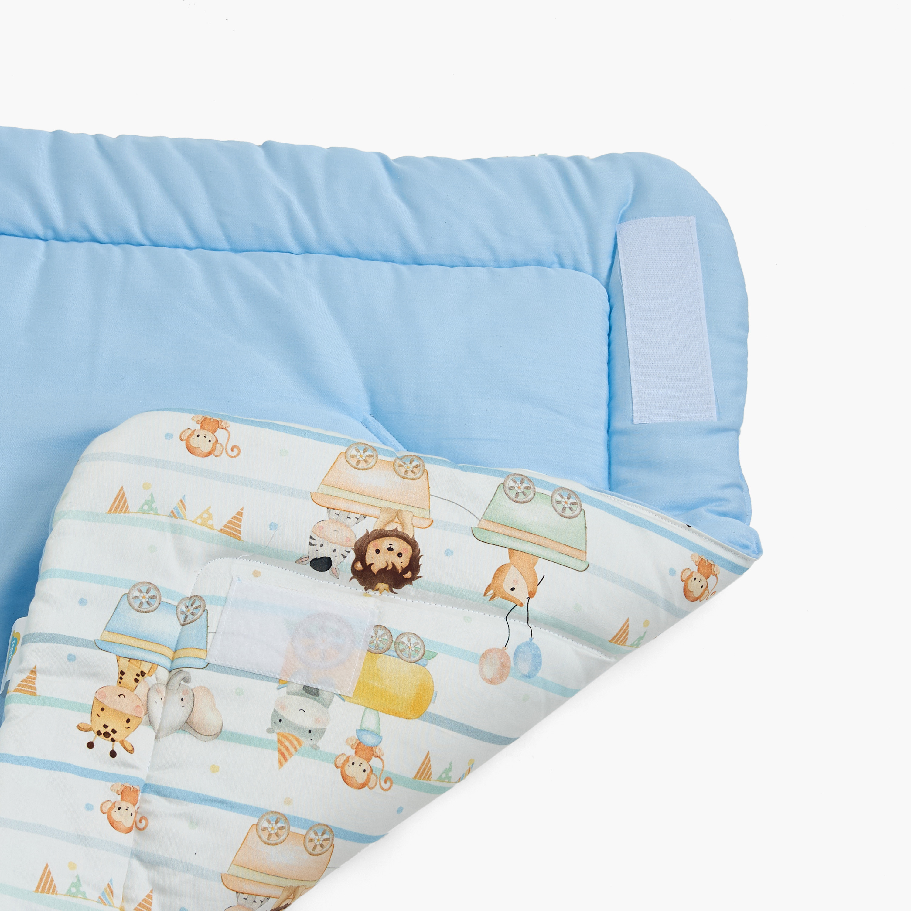 Fancy Fluff All-Over Wild Animals Print Swaddle Wrap with Tie-Ups - 71x71 cm-baby-nursery-blanketsandswaddles-swaddlesandsleepingbags-image-5
