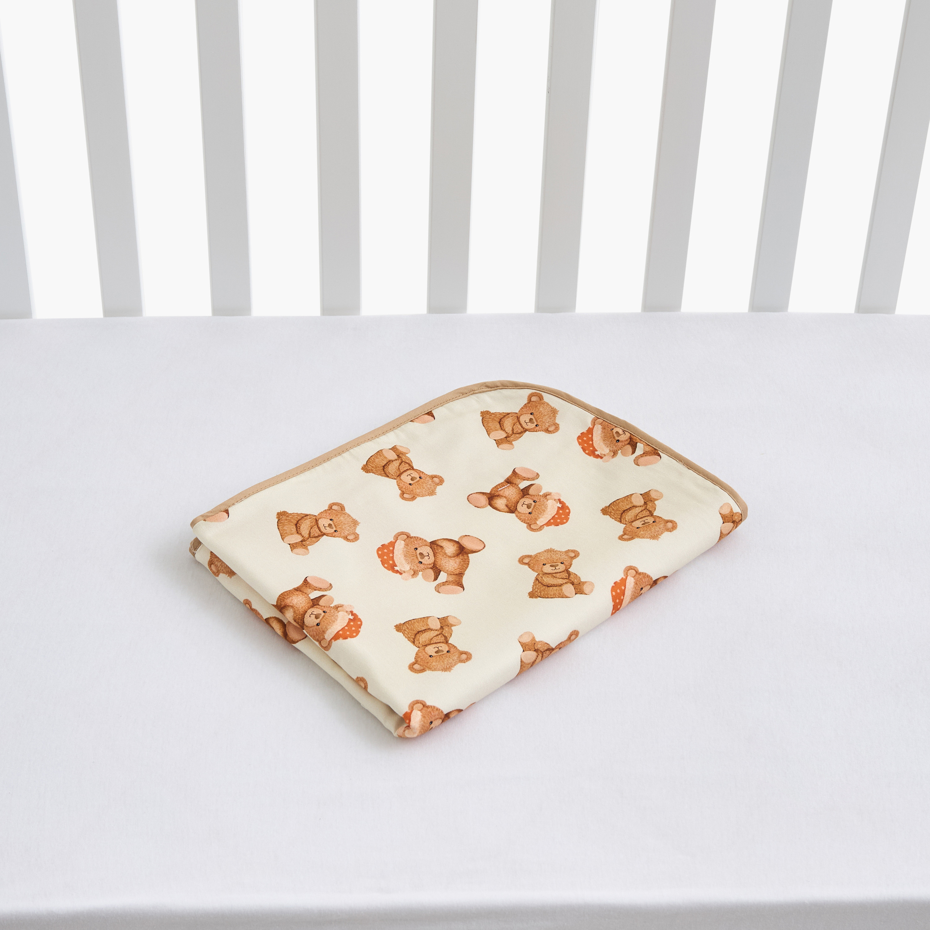 Fancy Fluff All-Over Teddy Bear Print Bed Protector - 50x71 cm-baby-nursery-babybedding-image-6