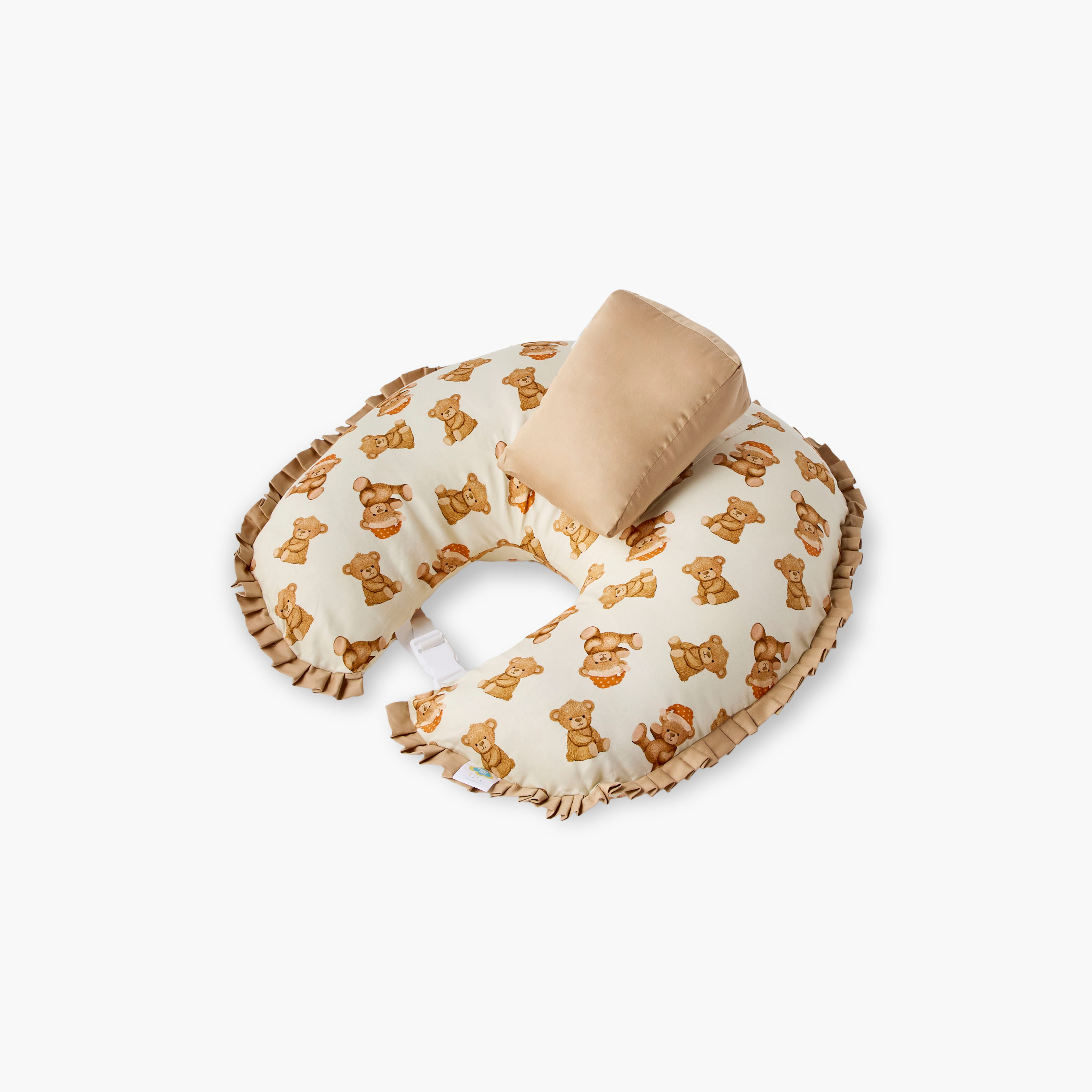 Fancy Fluff Teddy Bear Print Feeding Pillow with Reclining Support Pillow-baby-nursery-babybedding-image-4