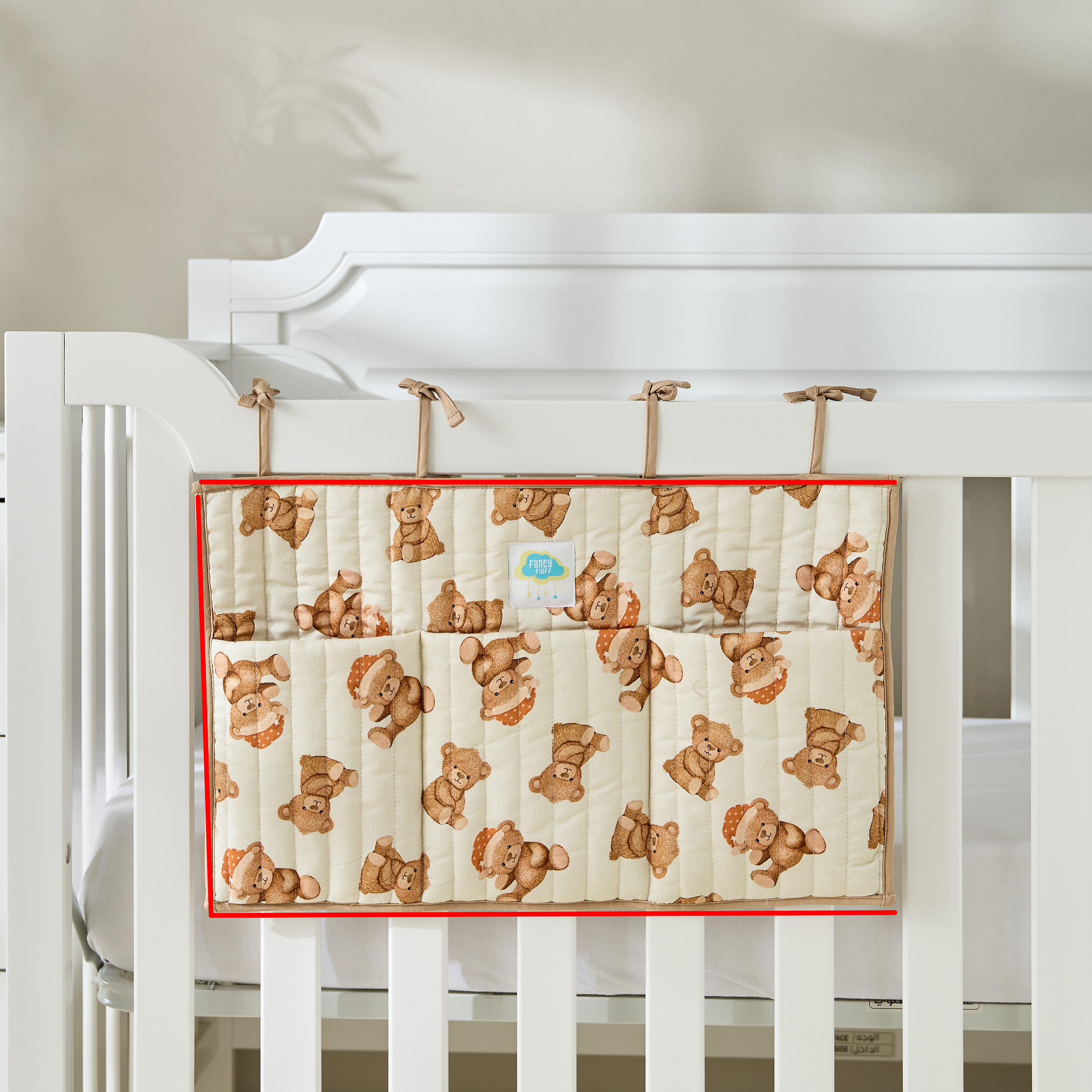 Fancy Fluff Teddy Bear Print Crib Organizer-baby-nursery-furniture-cribsandbeds-cribaccessories-image-1