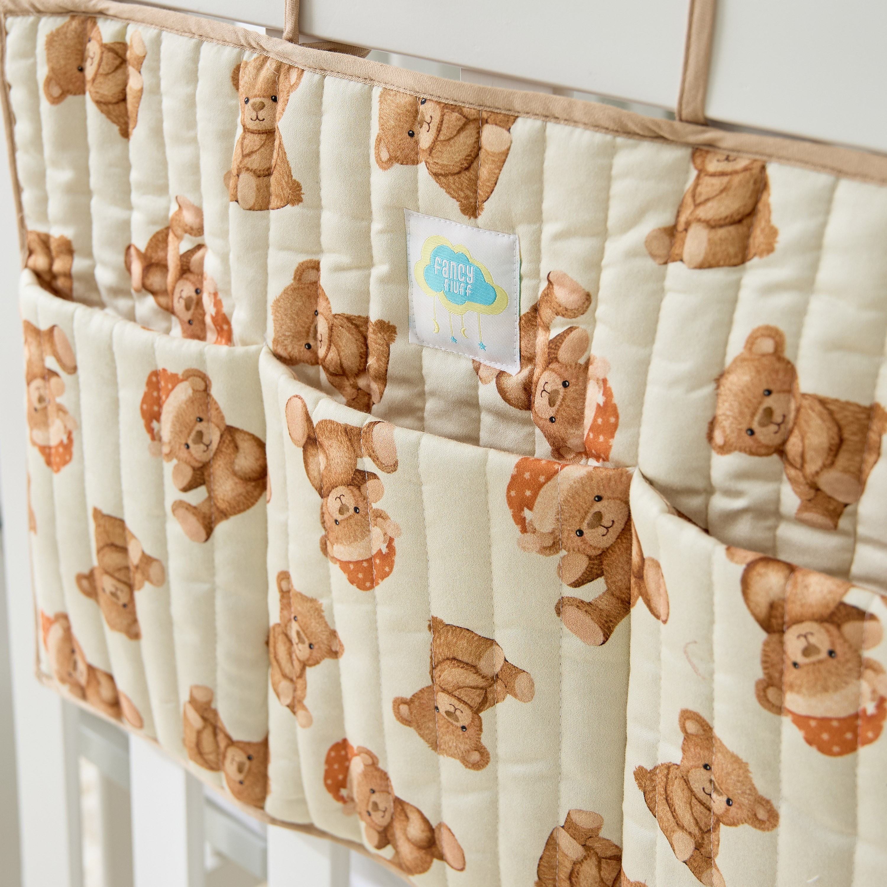 Fancy Fluff Teddy Bear Print Crib Organizer-baby-nursery-furniture-cribsandbeds-cribaccessories-image-2
