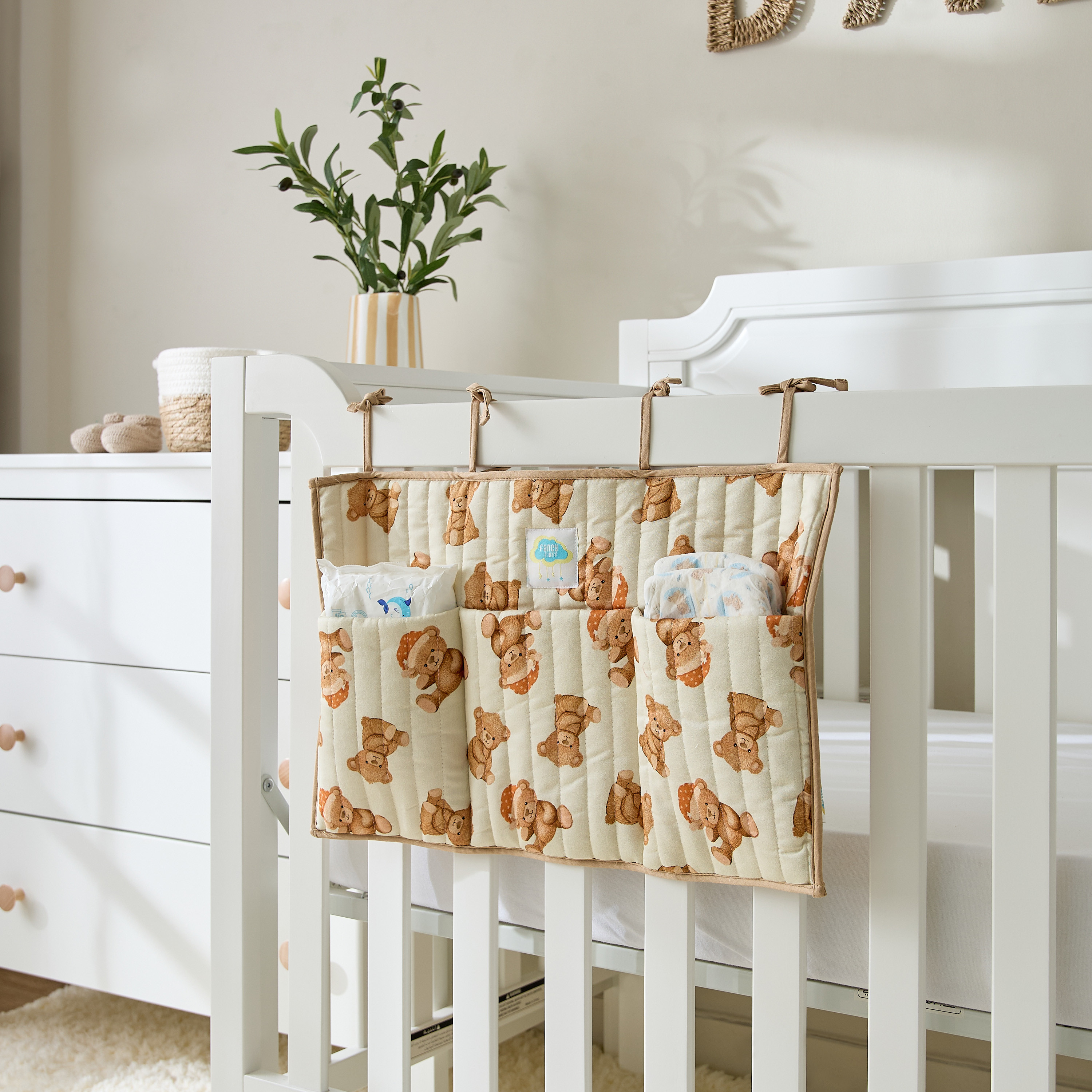 Fancy Fluff Teddy Bear Print Crib Organizer-baby-nursery-furniture-cribsandbeds-cribaccessories-image-4