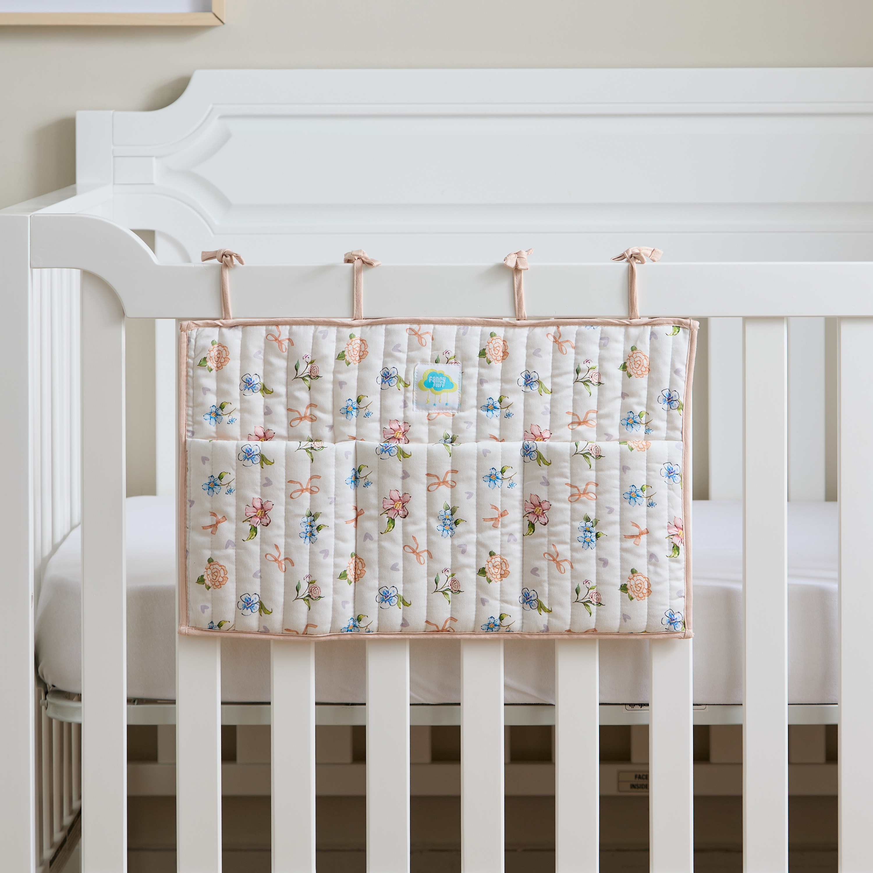 Fancy Fluff Floral Print Crib Organiser-baby-nursery-furniture-cribsandbeds-cribaccessories-image-1
