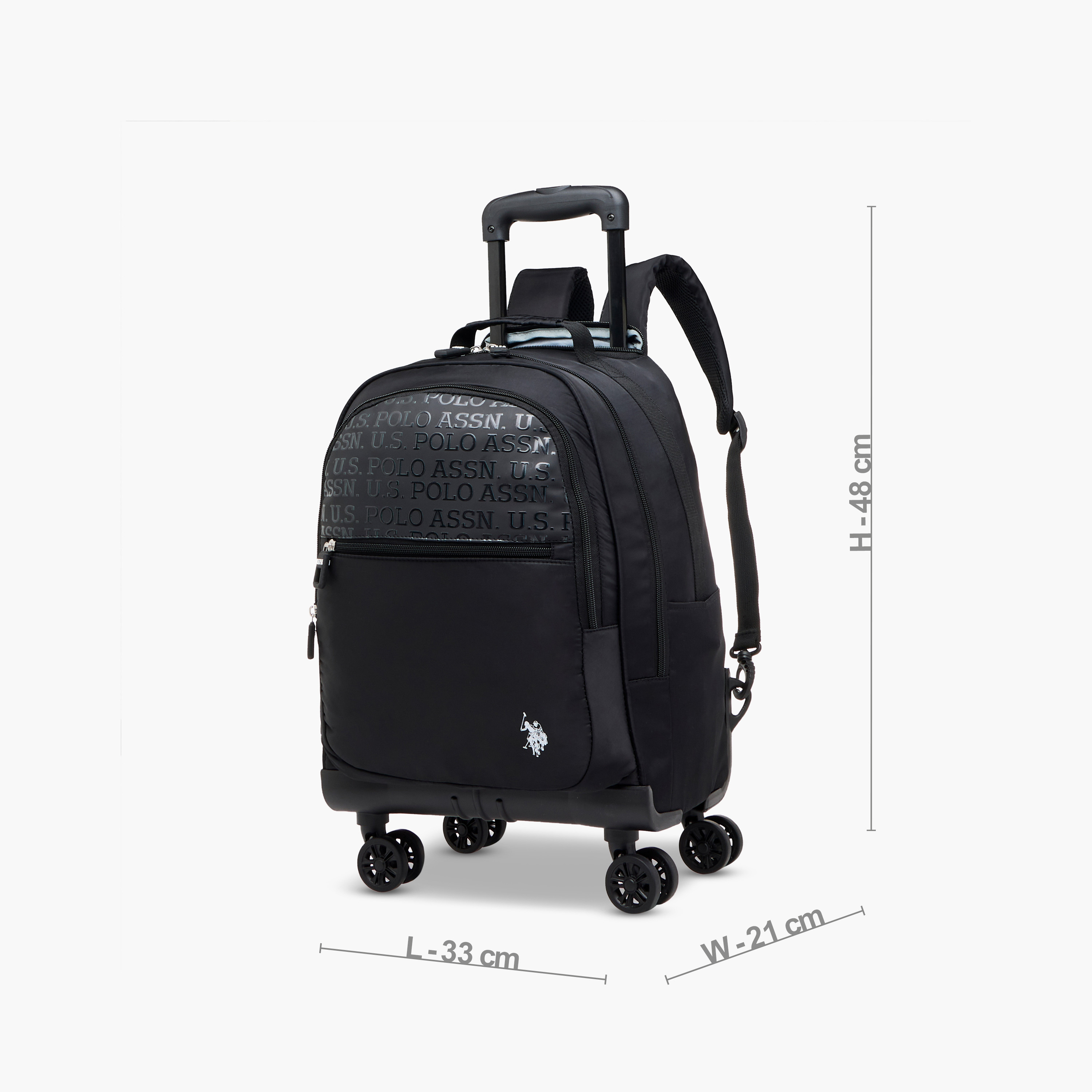 US POLO ASSN. Solid Trolley Bag for Kids 8-13 Years with Front Pocket – 18 inches-school-bagsandbackpacks-trolleybags-image-2