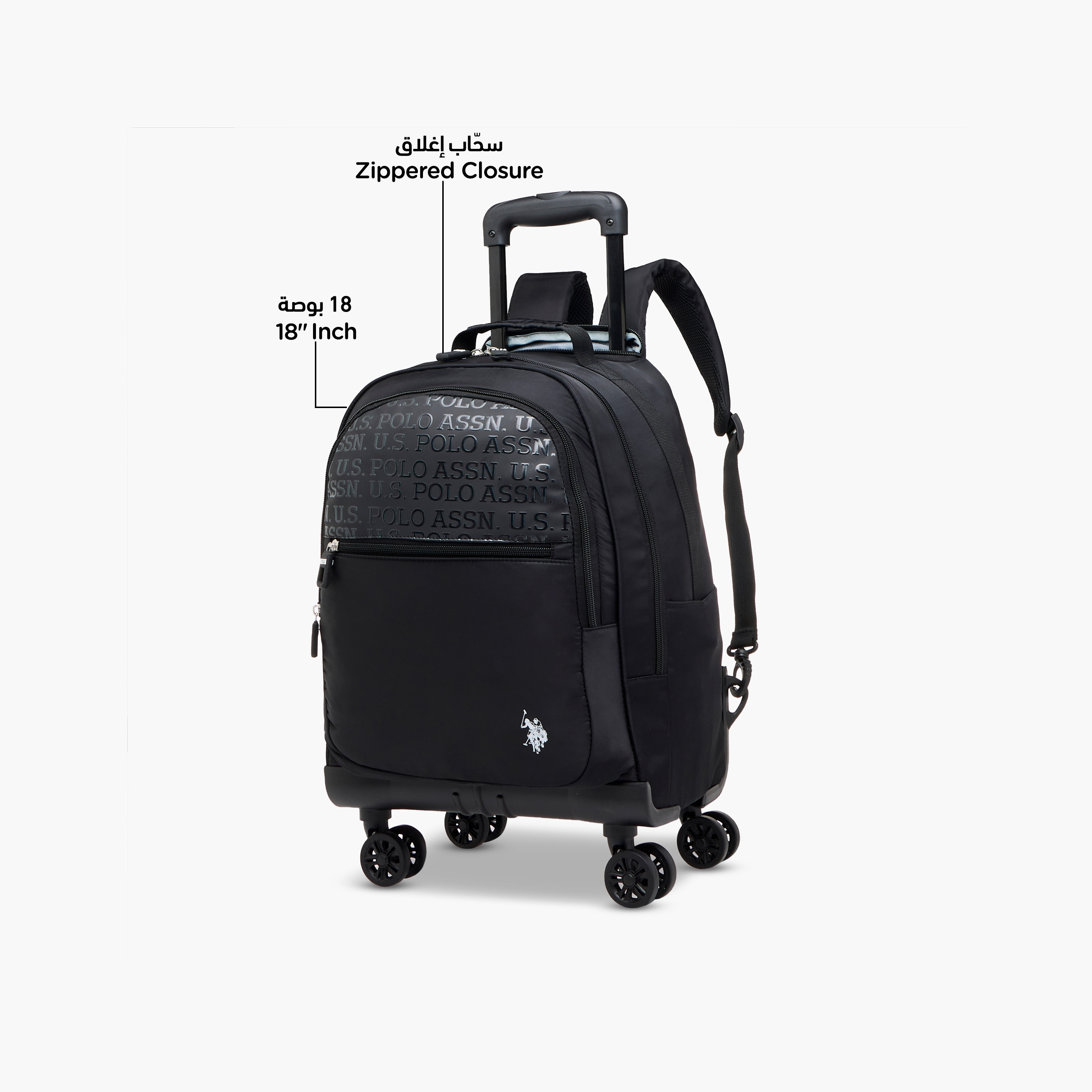 US POLO ASSN. Solid Trolley Bag for Kids 8-13 Years with Front Pocket – 18 inches-school-bagsandbackpacks-trolleybags-image-6