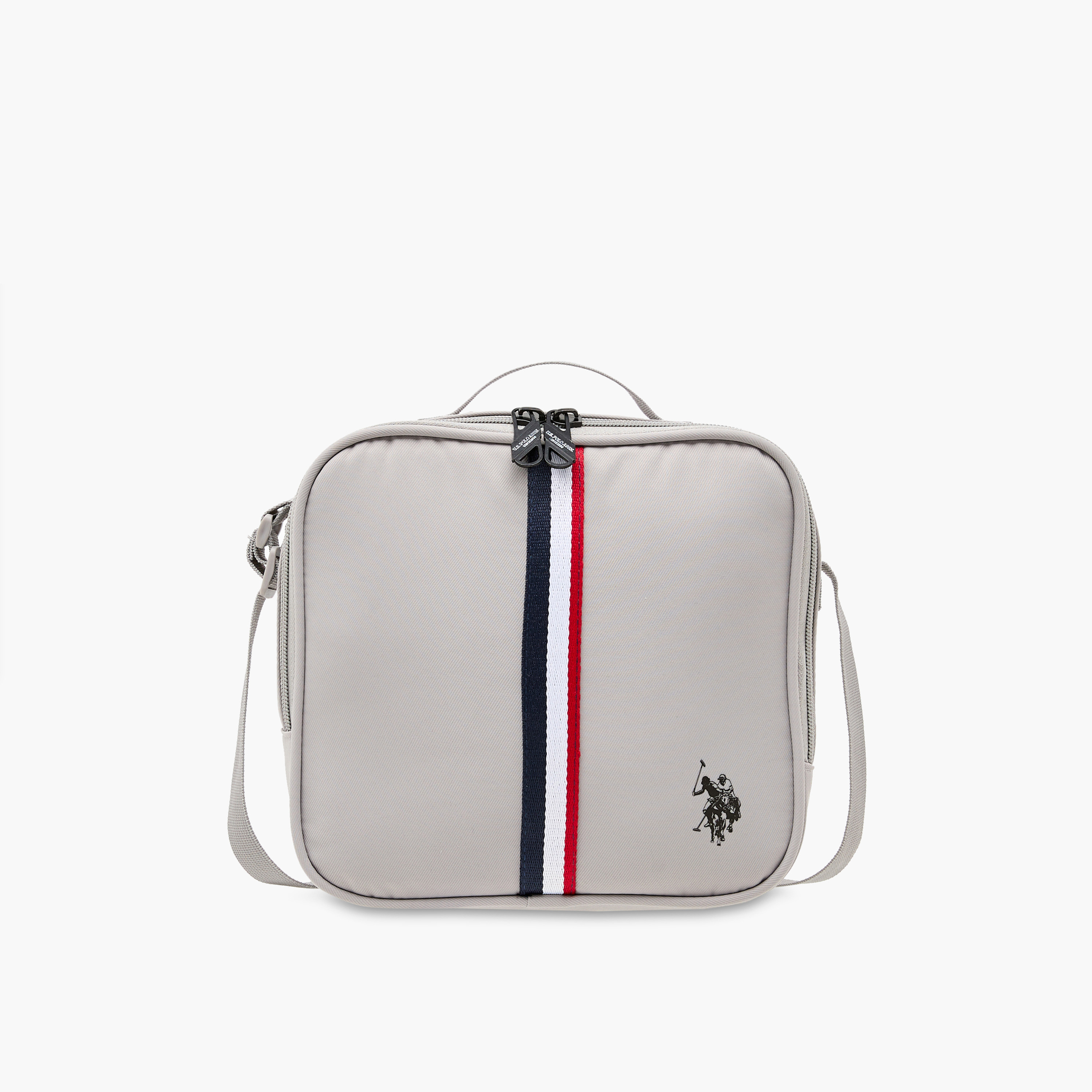US POLO ASSN. Logo Print Lunch Bag with Zip Closure-school-lunchessentials-lunchbags-image-1