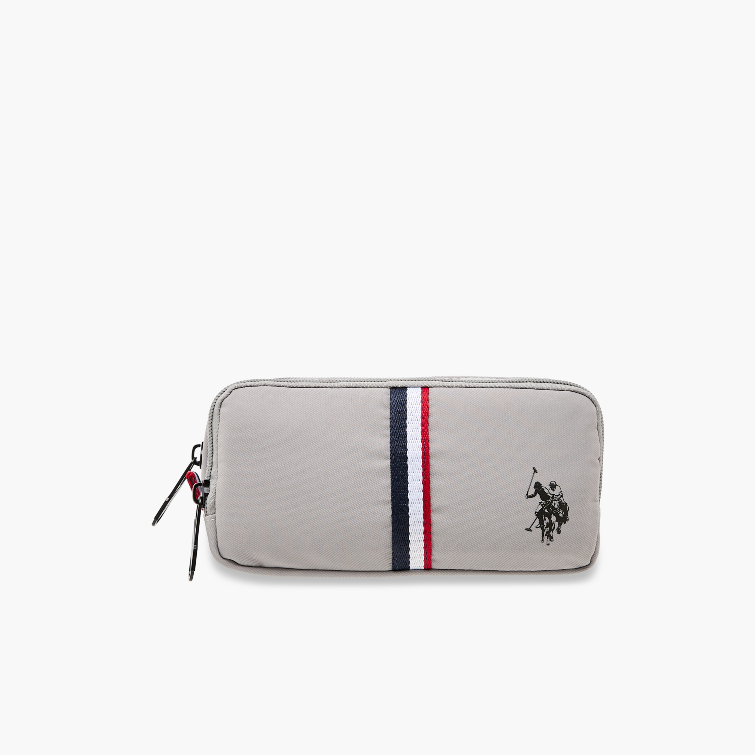 US POLO ASSN. Logo Print Pencil Pouch with Zip Closure-school-stationery-pencilcases-image-1