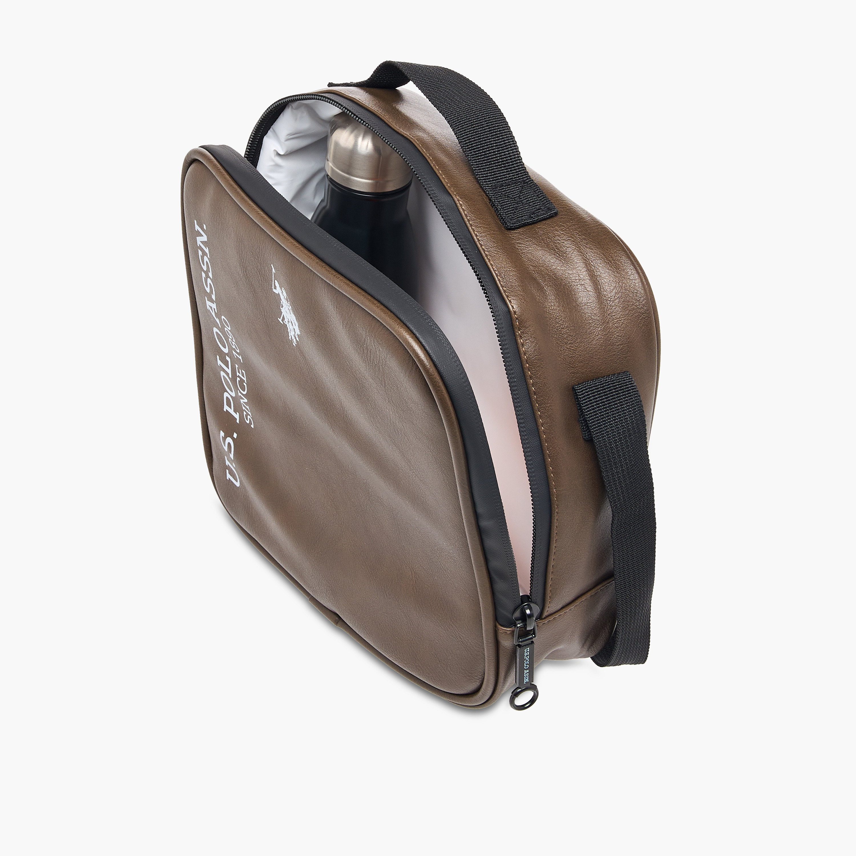 US Polo ASSN. Logo Print Lunch Bag with Zip Closure-school-lunchessentials-lunchbags-image-8