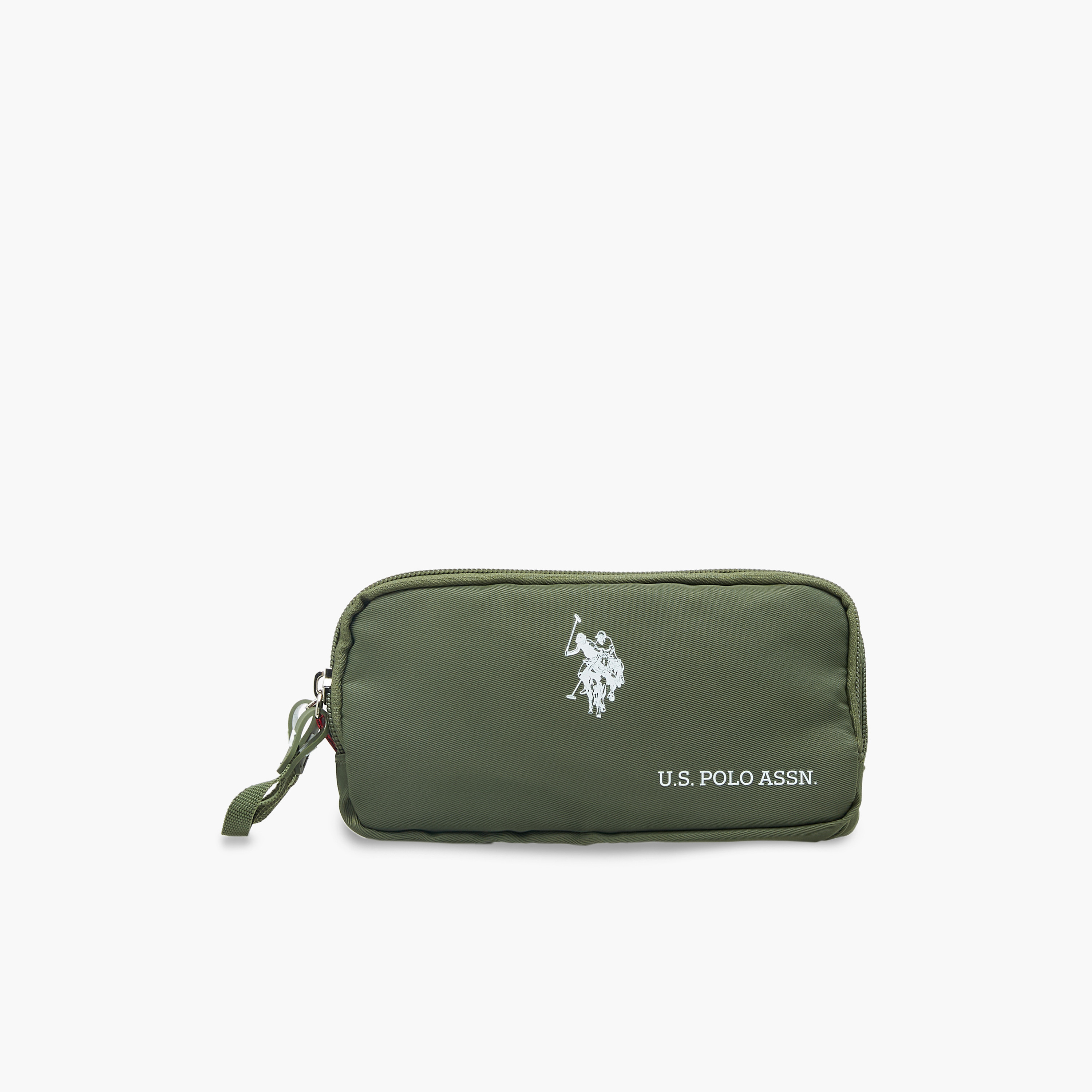 US POLO ASSN. Logo Print Pencil Pouch with Zip Closure-school-stationery-pencilcases-image-1