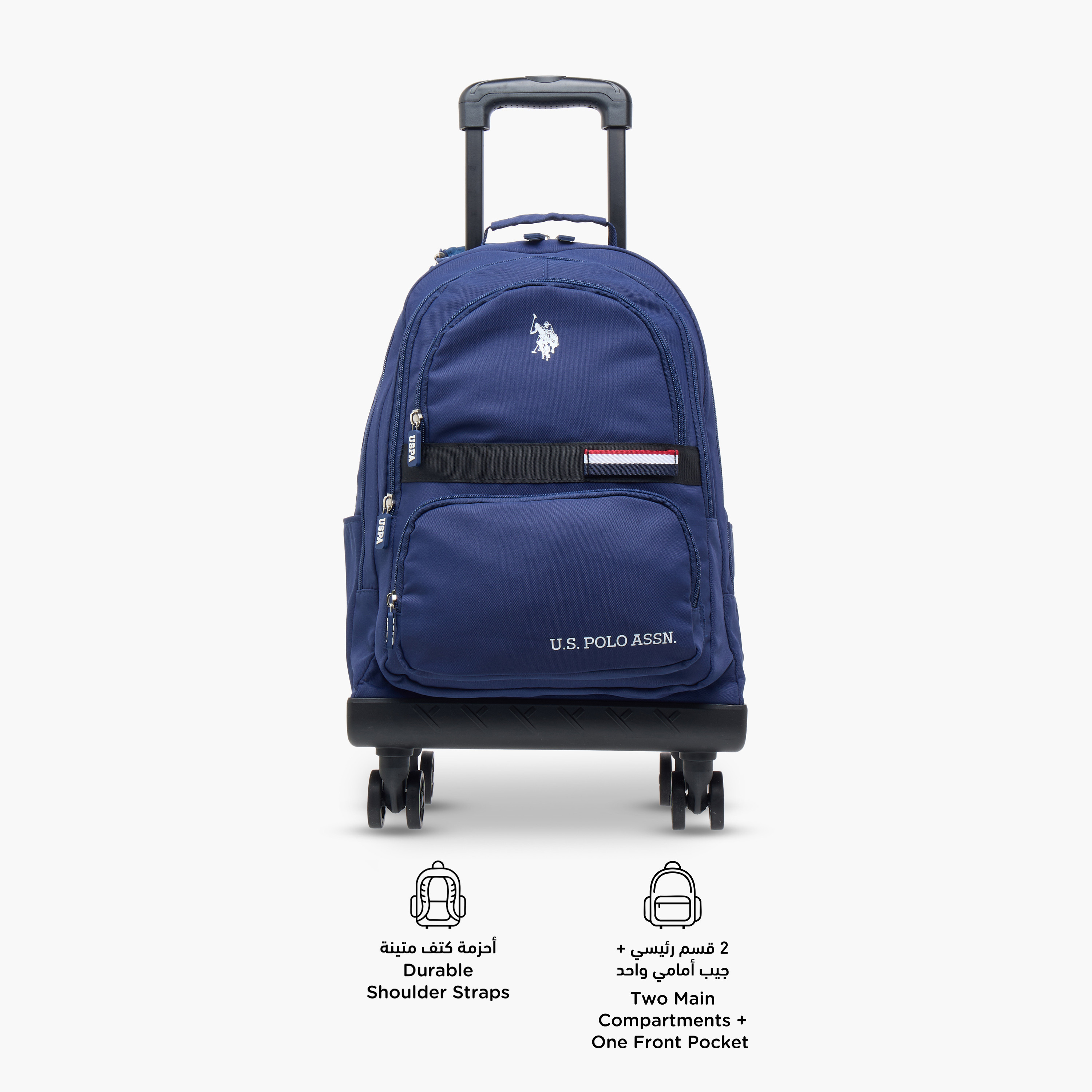 US POLO ASSN. Solid 18-inch Trolley Backpack with Retractable Handle - 46x30x21 cms-school-bagsandbackpacks-trolleybags-image-4