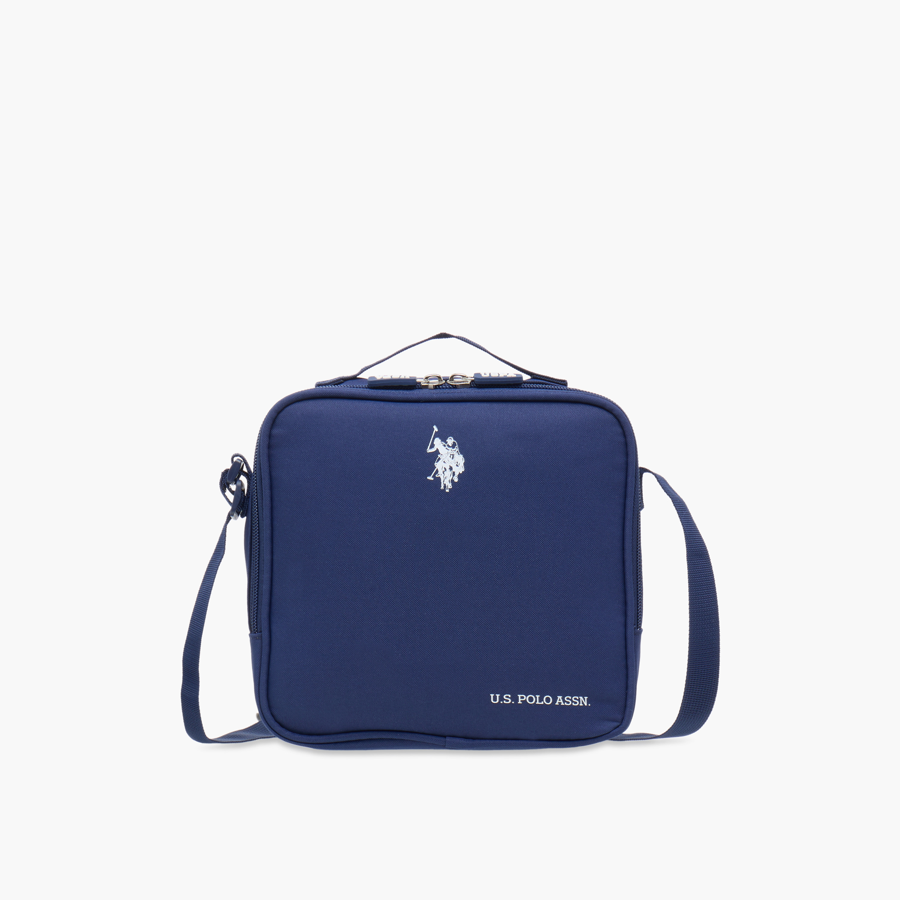 US POLO ASSN.Logo Print Lunch Bag with Zip Closure-school-lunchessentials-lunchbags-image-1