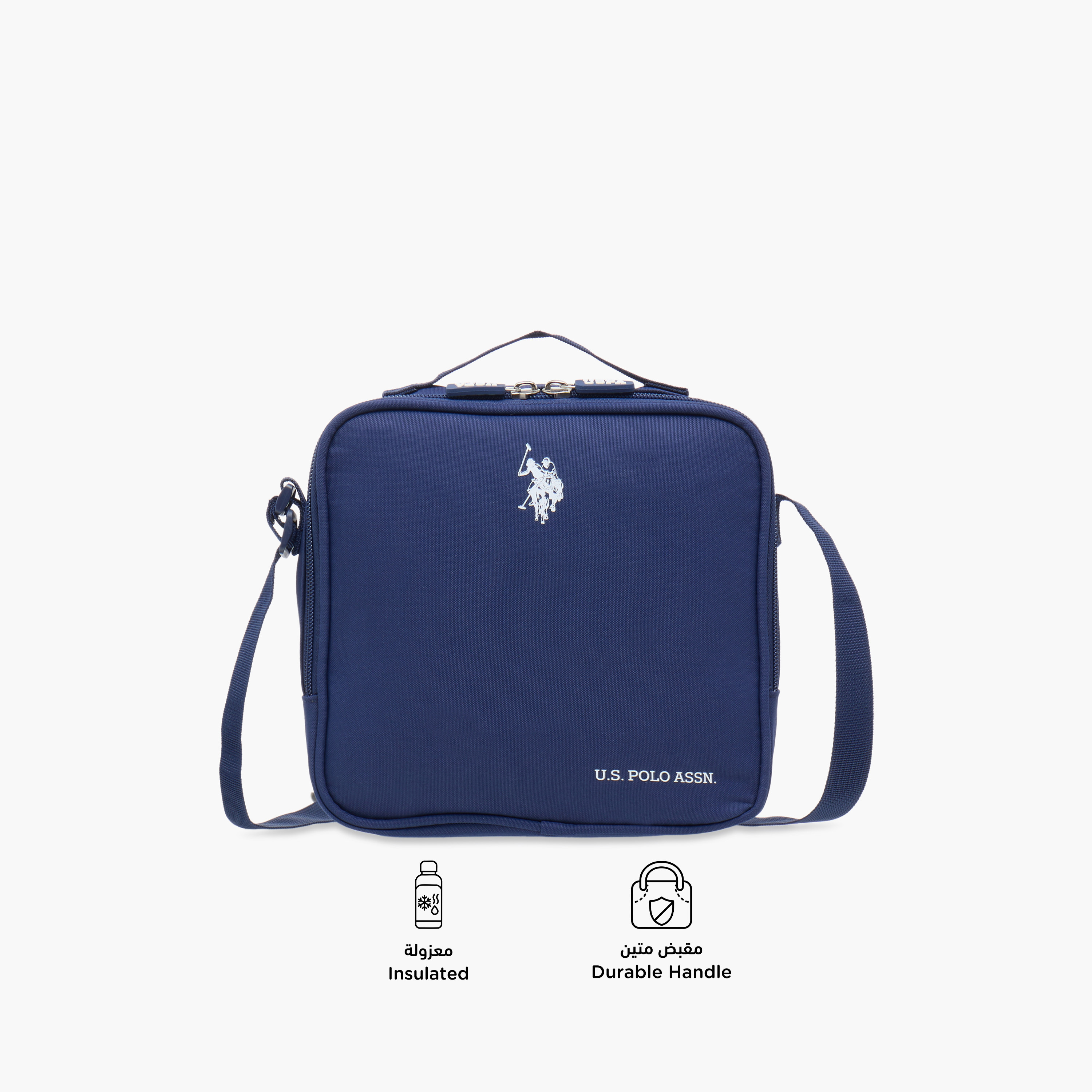 US POLO ASSN.Logo Print Lunch Bag with Zip Closure-school-lunchessentials-lunchbags-image-4