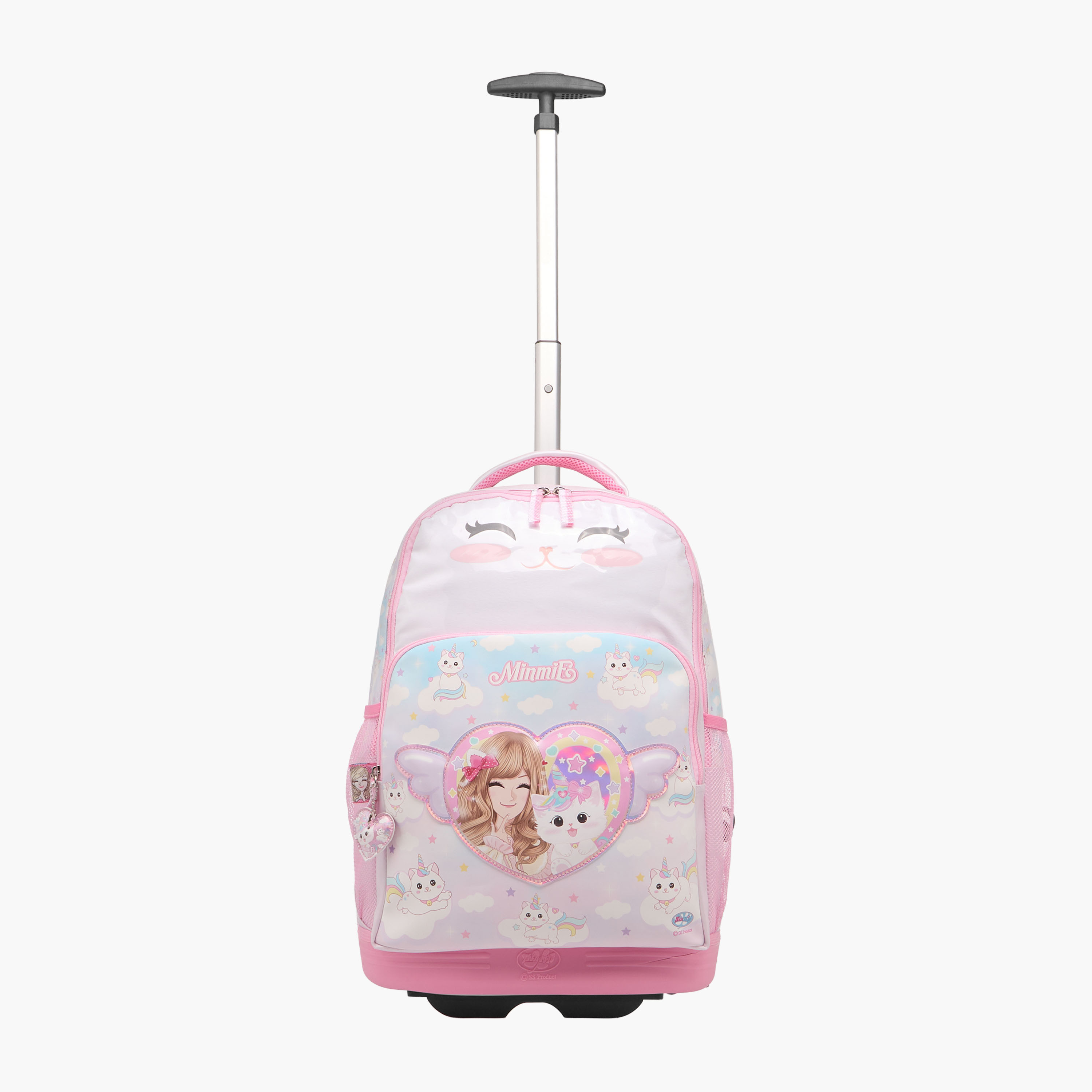 Minmie Cats Trolley Bag for Girls 5-8 Years with Retractable Handle – 18 inches-school-bagsandbackpacks-trolleybags-image-2