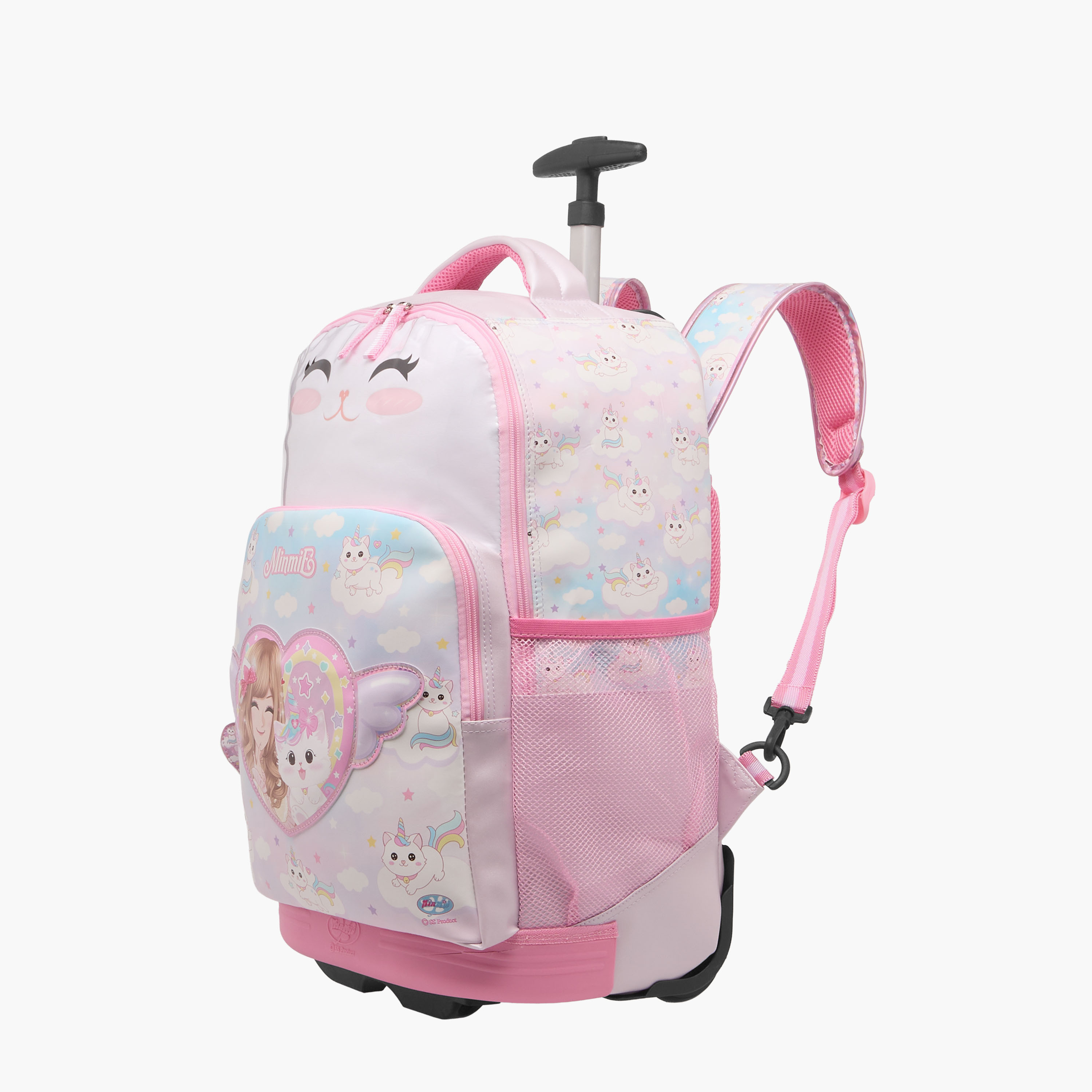 Minmie Cats Trolley Bag for Girls 5-8 Years with Retractable Handle – 18 inches-school-bagsandbackpacks-trolleybags-image-3