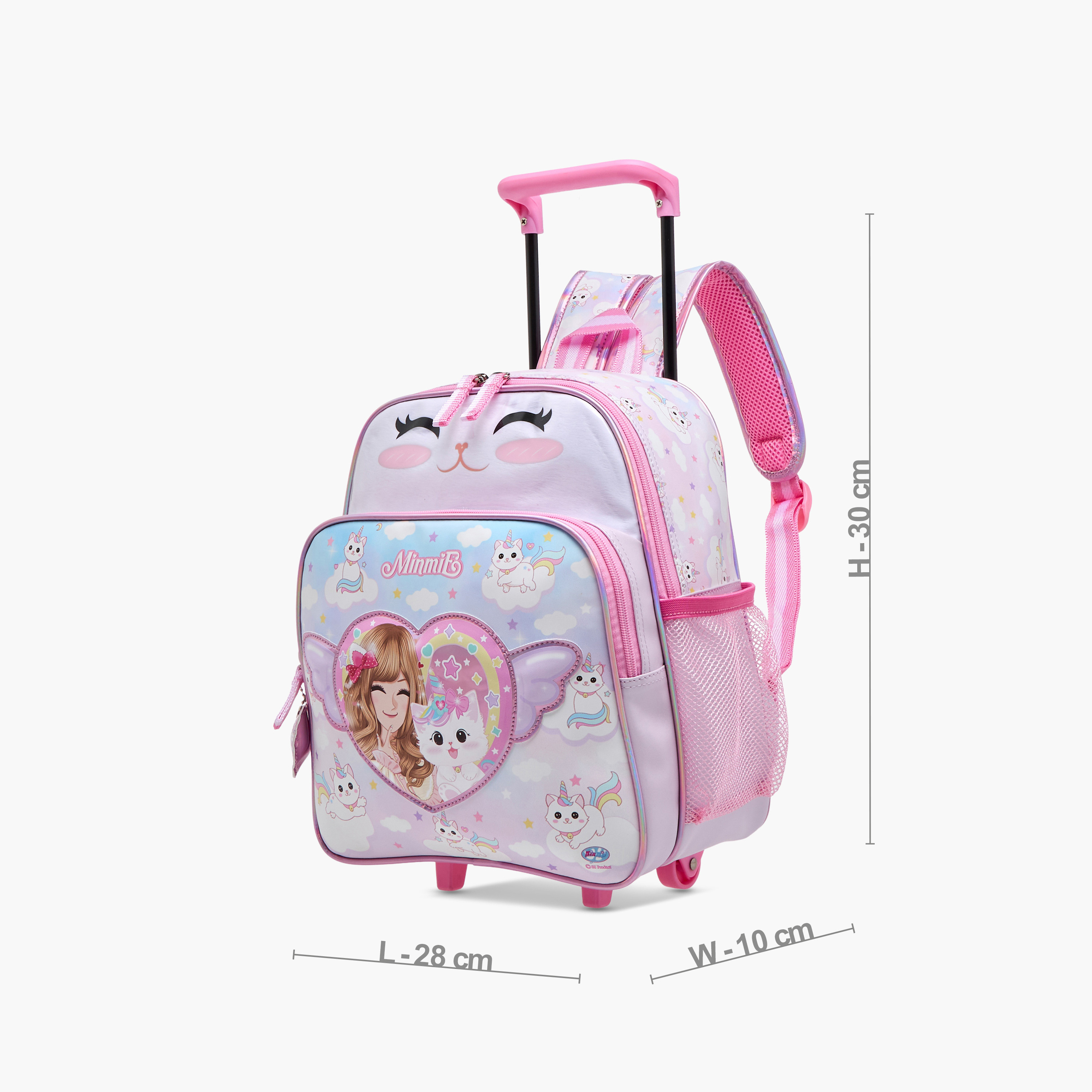 Minmie Cats Trolley Bag for Girls 5-8 Years with Retractable Handle – 12 inches-school-bagsandbackpacks-trolleybags-image-2