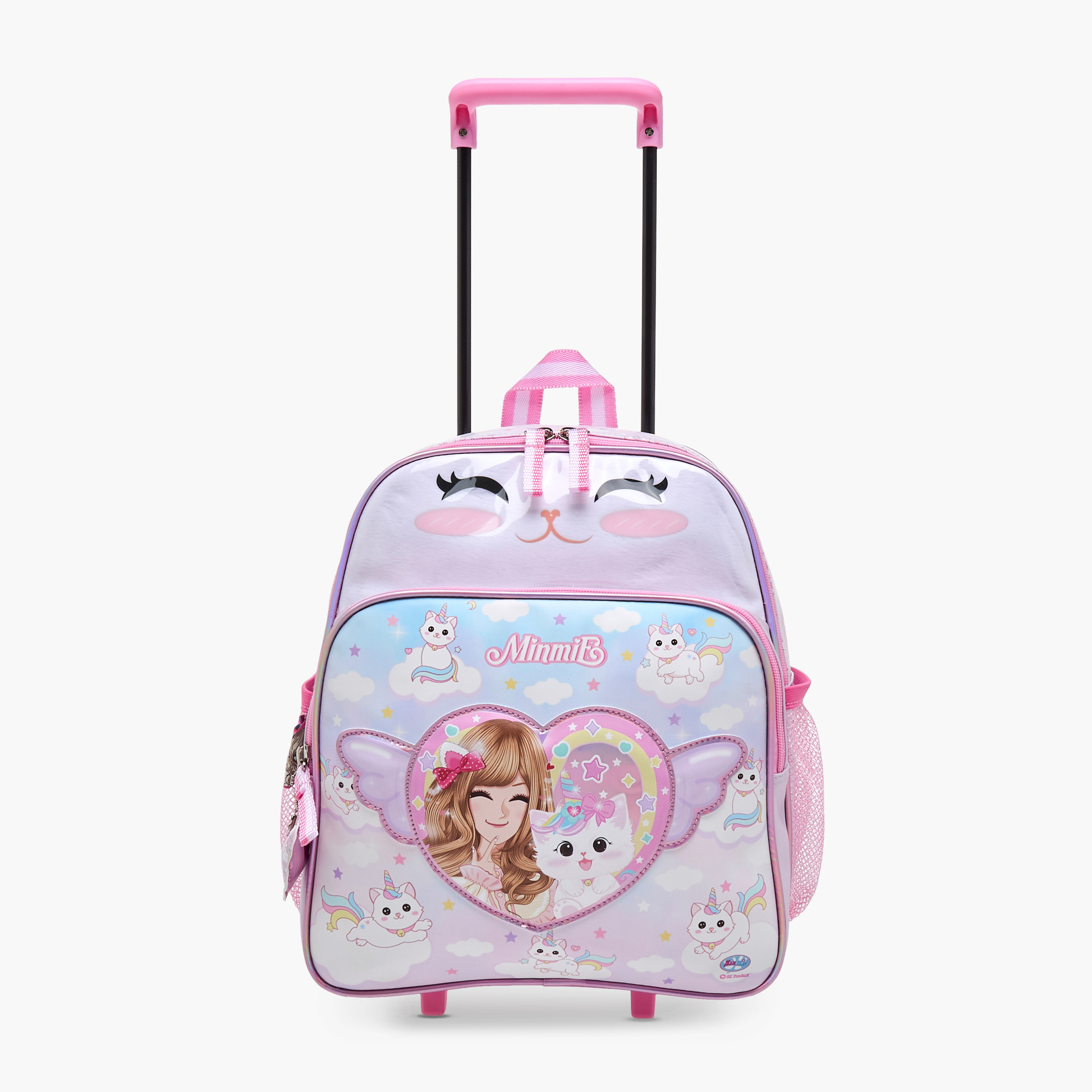 Minmie Cats Trolley Bag for Girls 5-8 Years with Retractable Handle – 12 inches-school-bagsandbackpacks-trolleybags-image-7