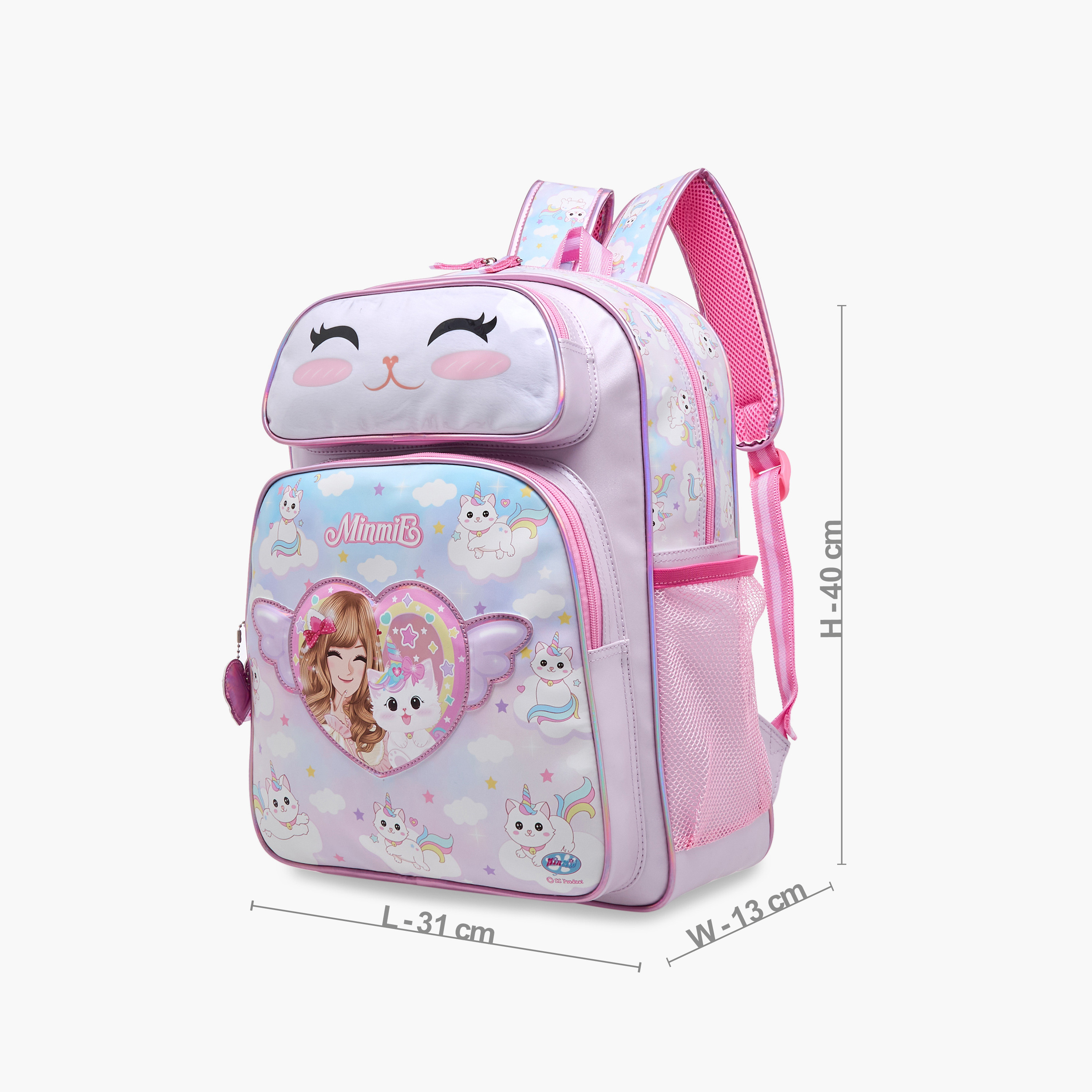 Minmie Caticorn Print 16-inch Backpack with Adjustable Shoulder Straps - 31x13x40 cms-promo_LS20_OMN-image-2
