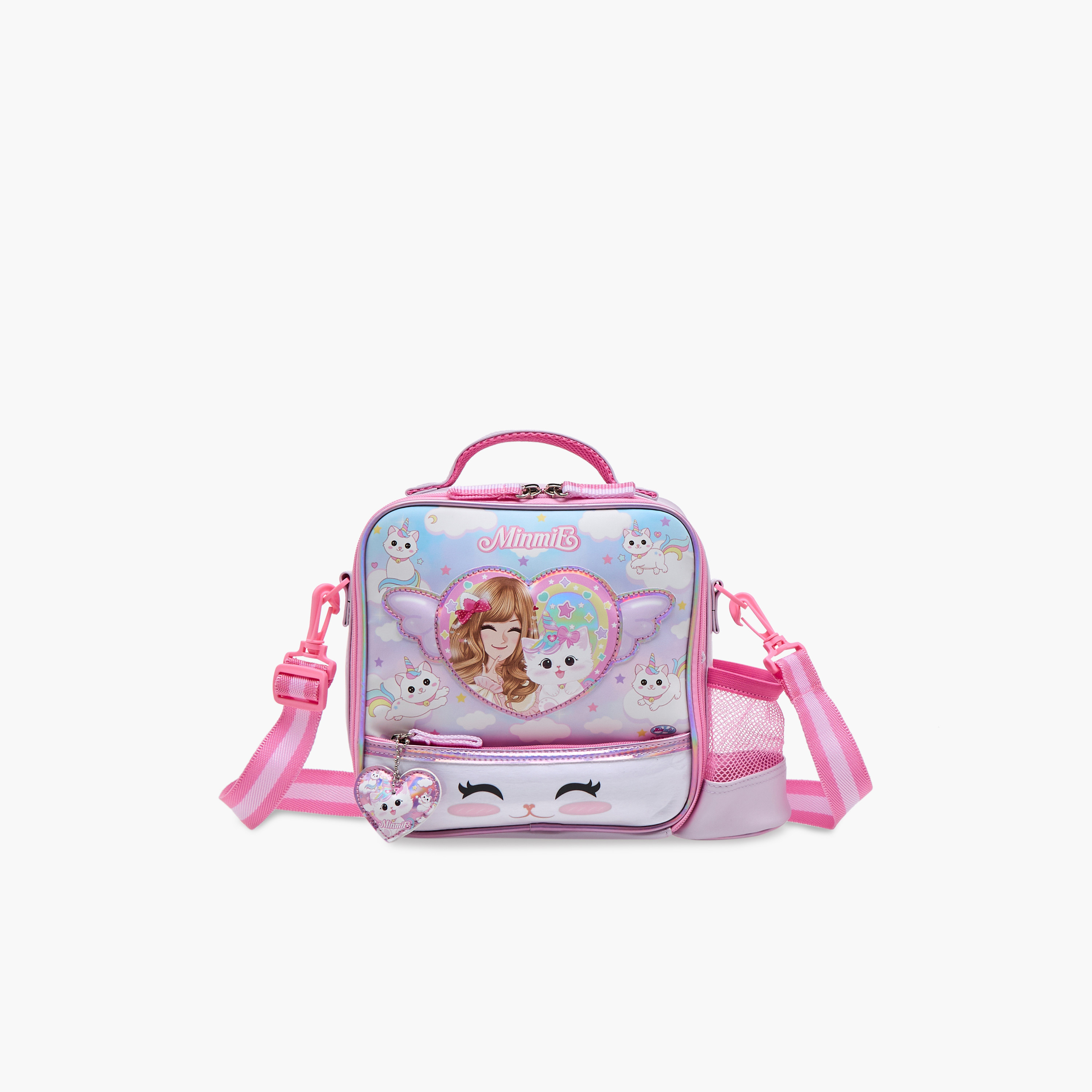 Minmie Caticon Print Lunch Bag with Handle and Zip Closure-school-lunchessentials-lunchbags-image-1