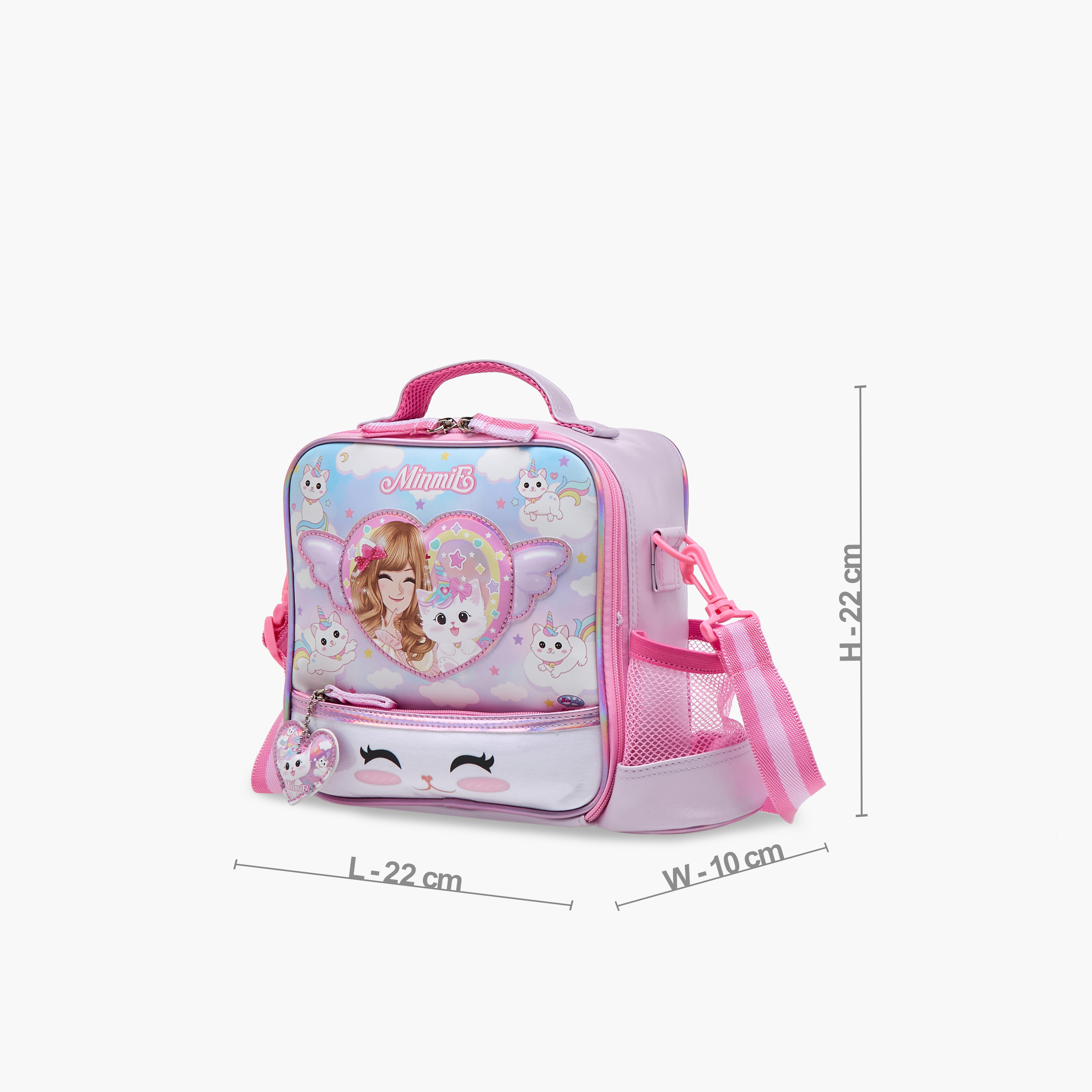 Minmie Caticon Print Lunch Bag with Handle and Zip Closure-school-lunchessentials-lunchbags-image-2