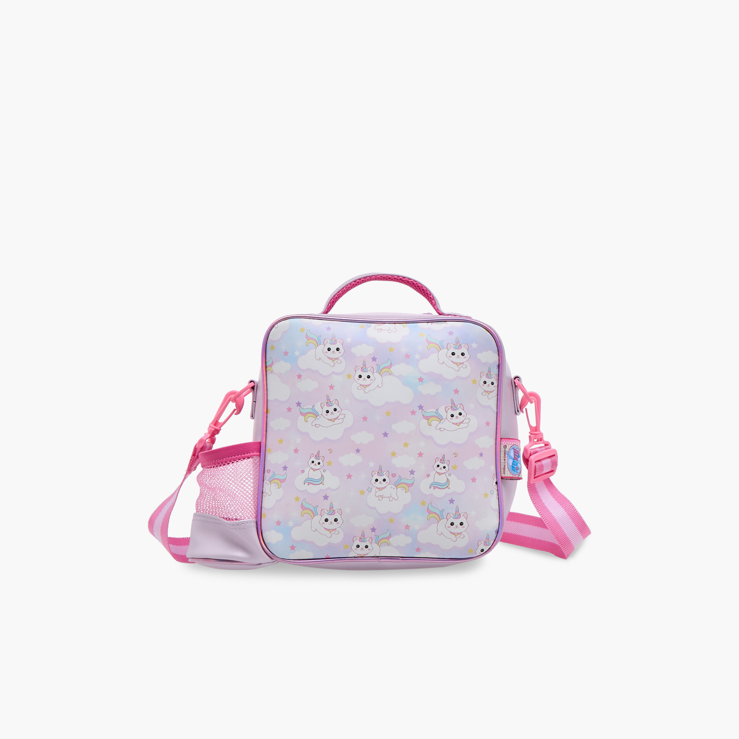 Minmie Caticon Print Lunch Bag with Handle and Zip Closure-school-lunchessentials-lunchbags-image-3