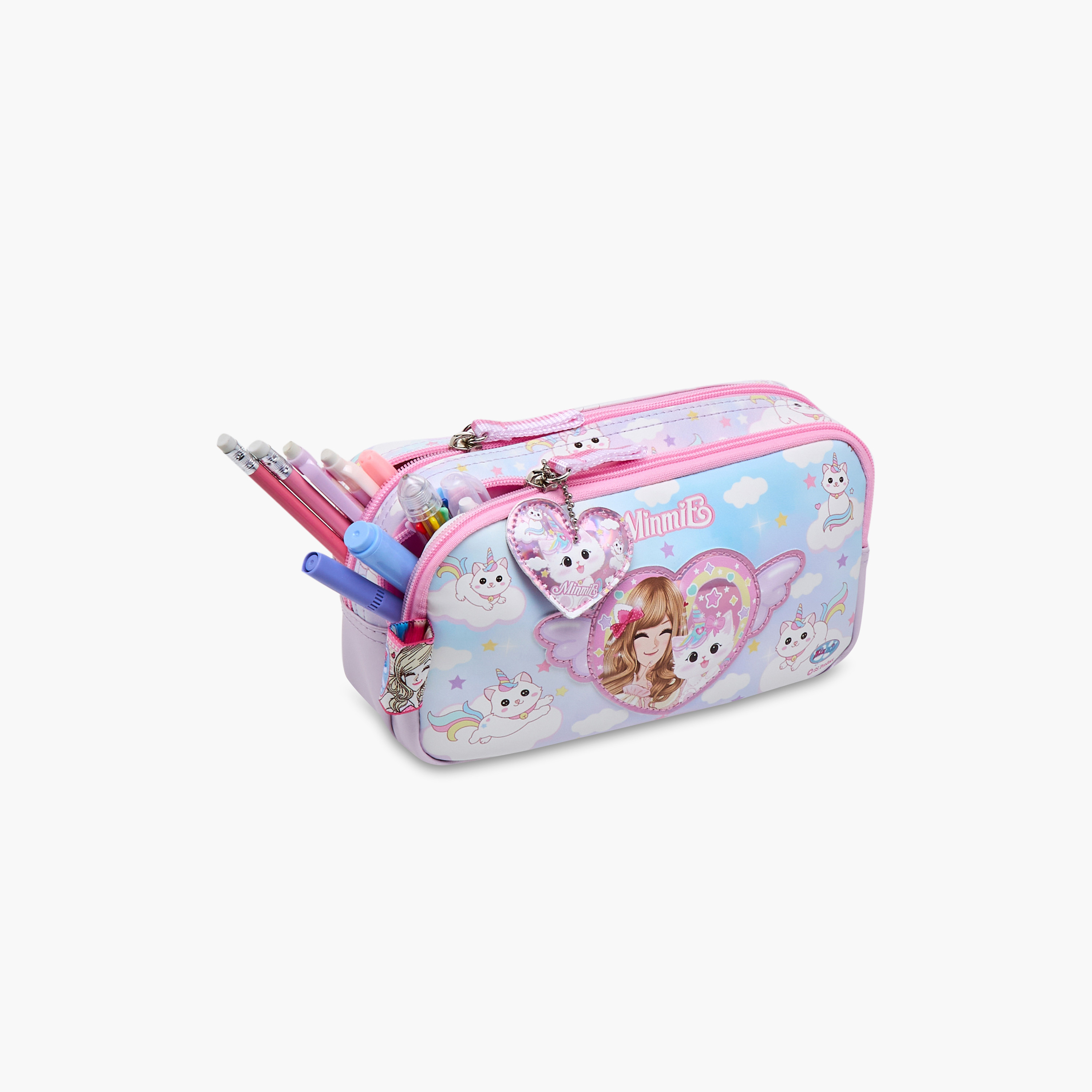 Minmie Caticorn Print Pencil Pouch with Zip Closure-school-stationery-pencilcases-image-5
