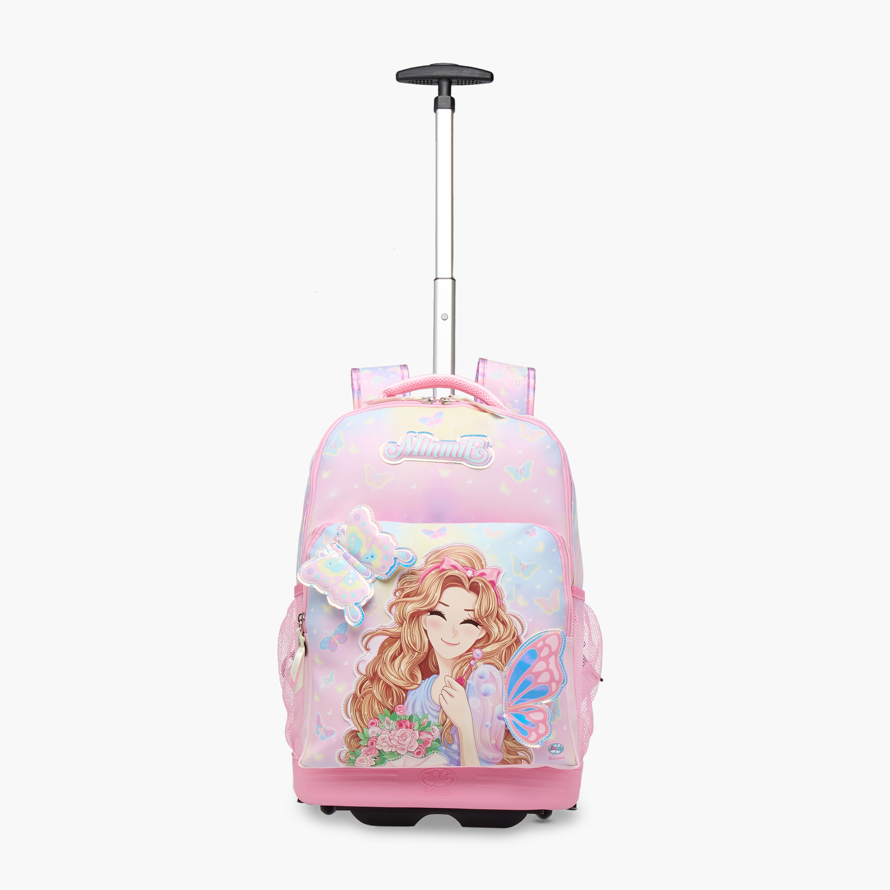 Minmie Butterfly Trolley Bag for Girls 5-8 Years with Retractable Handle – 18 inches-school-bagsandbackpacks-trolleybags-image-7