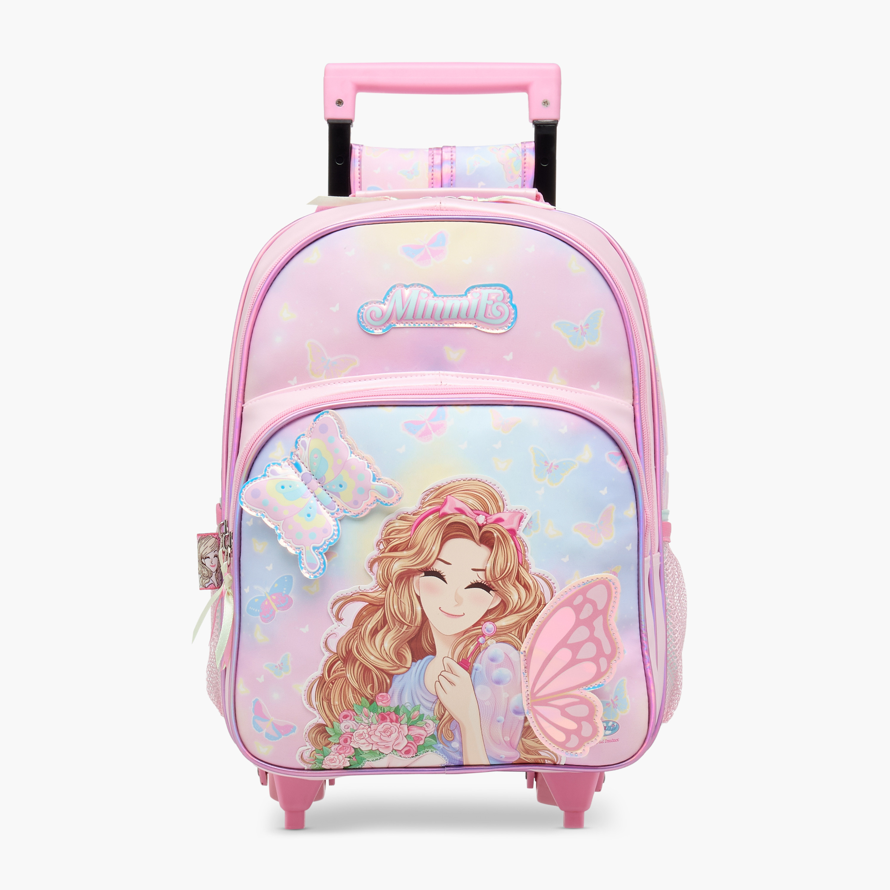 Minmie Butterfly Trolley Bag for Girls 5-8 Years with Retractable Handle – 14 inches-school-bagsandbackpacks-trolleybags-image-1