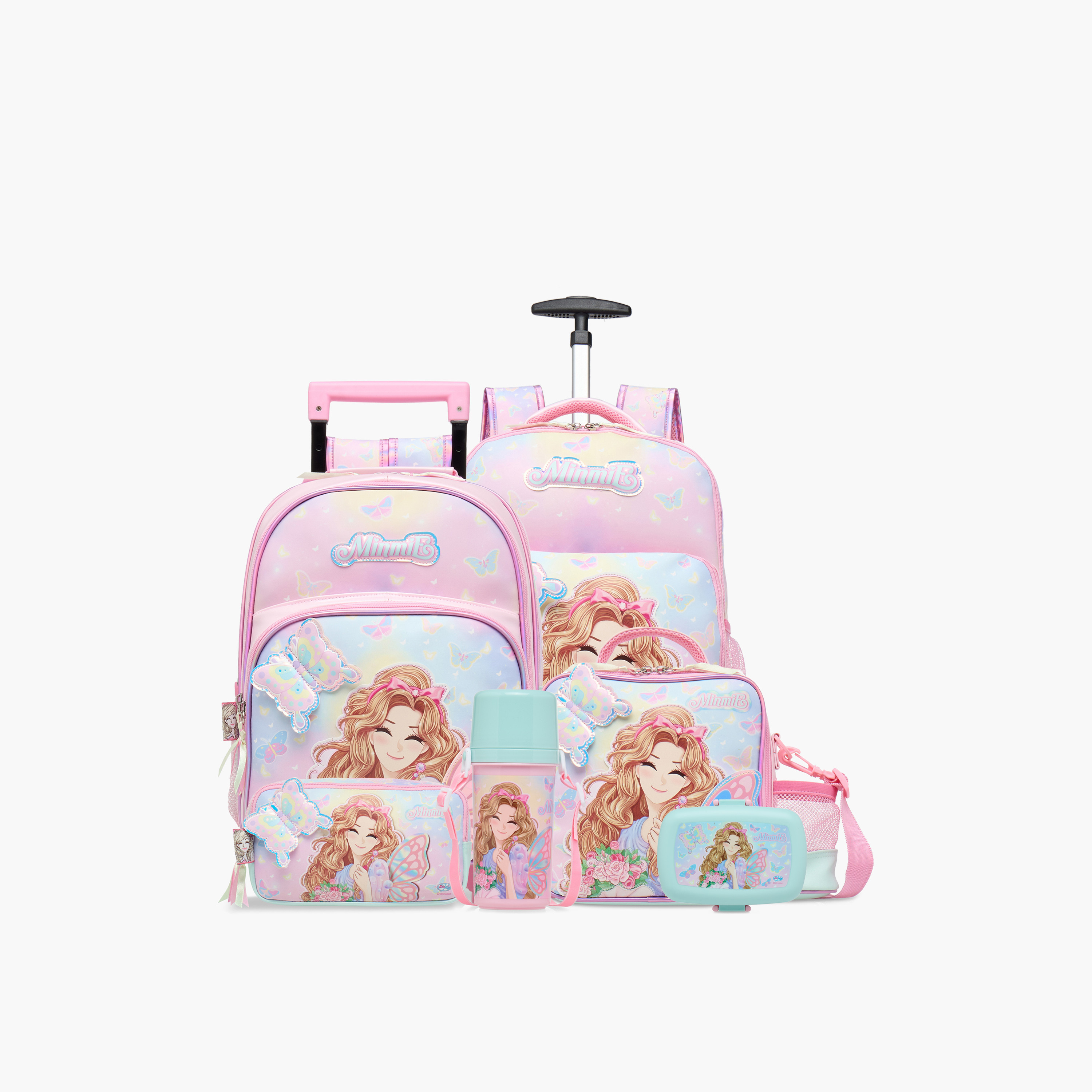 Minmie Butterfly Trolley Bag for Girls 5-8 Years with Retractable Handle – 14 inches-school-bagsandbackpacks-trolleybags-image-14