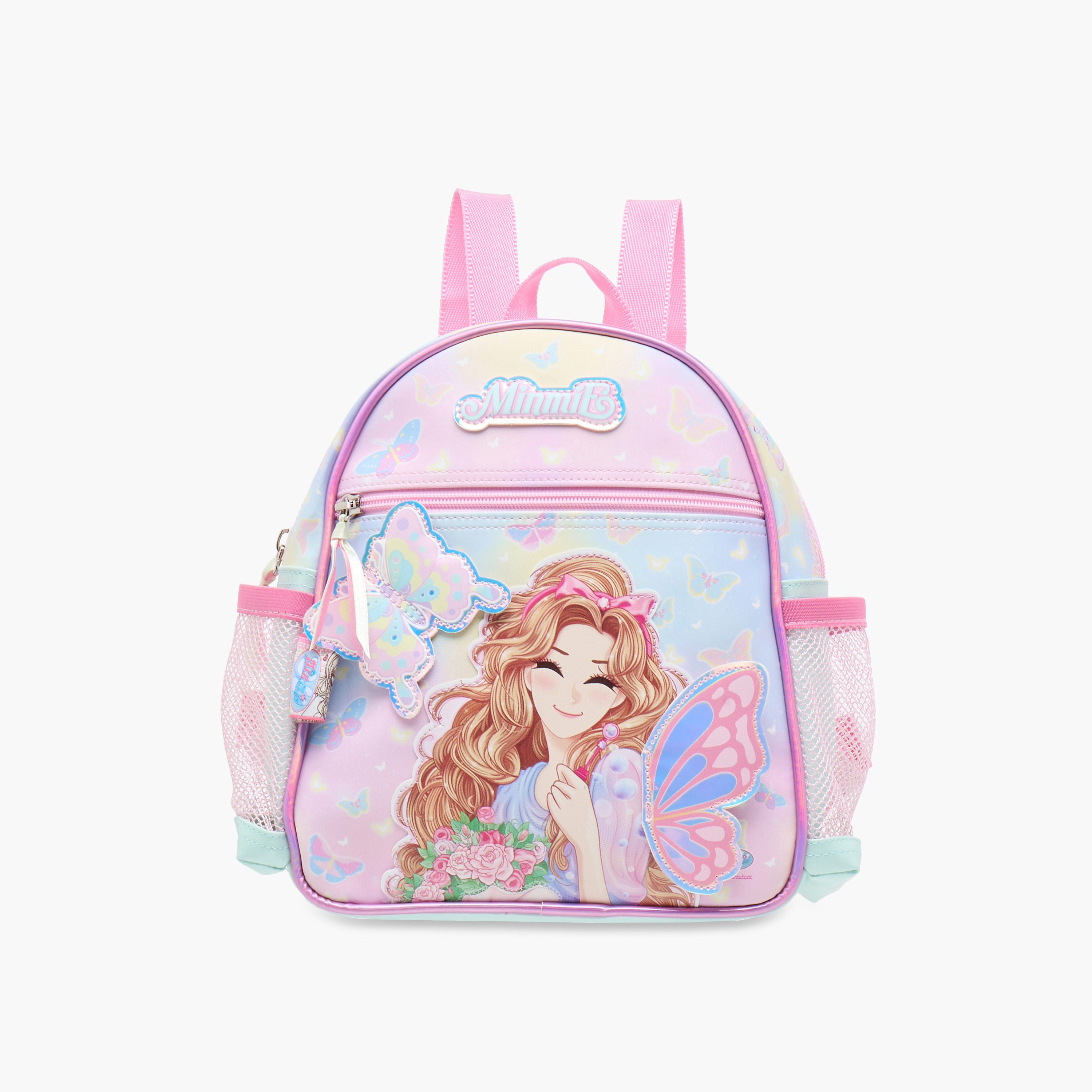 Minmie My Butterfly Print 10-inch Backpack with Adjustable Straps and Zip Closure - 21x9x25 cms-school-bagsandbackpacks-backpacks-image-1