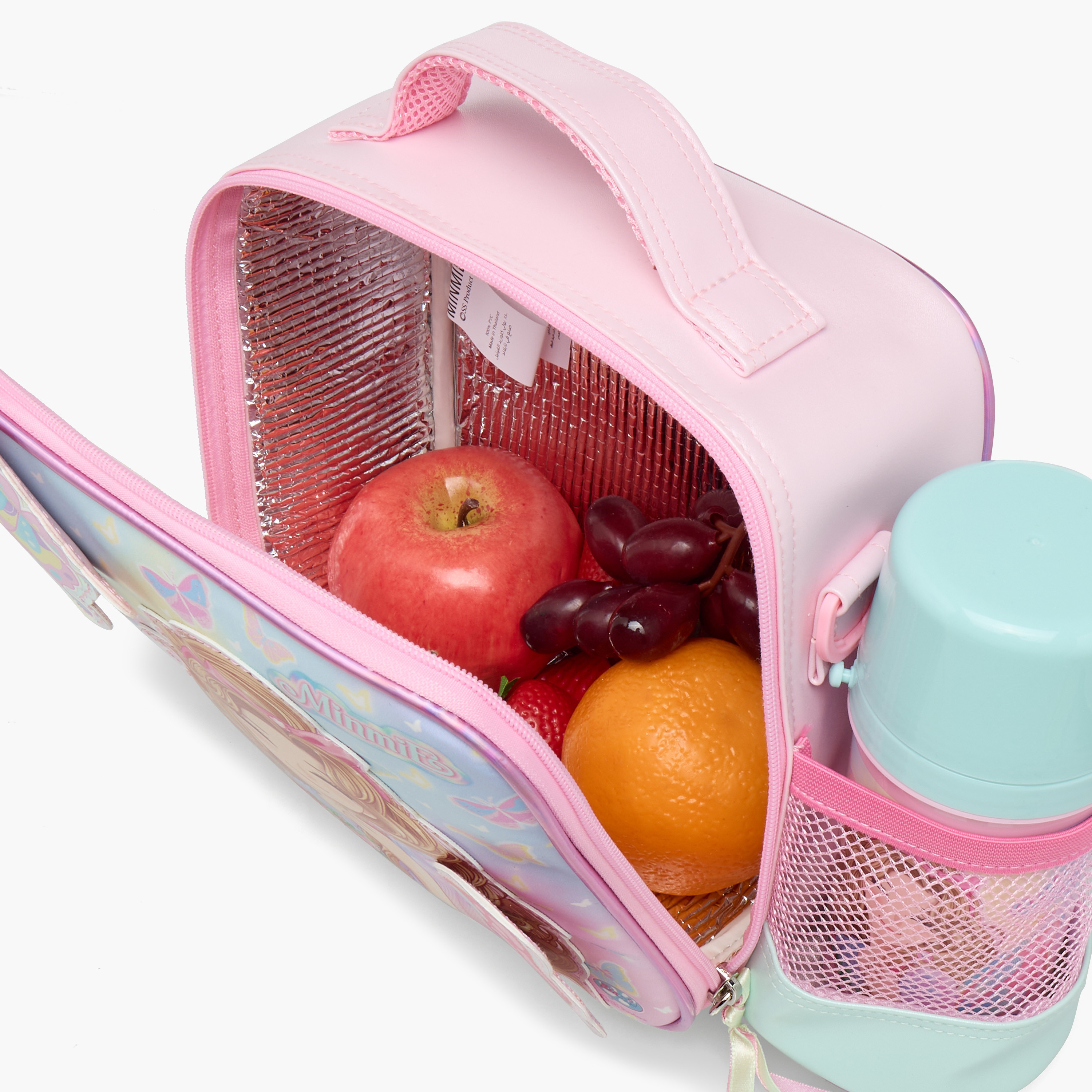 Minmie Butterfly Applique Lunch Bag with Handle and Zip Closure-school-lunchessentials-lunchbags-image-7