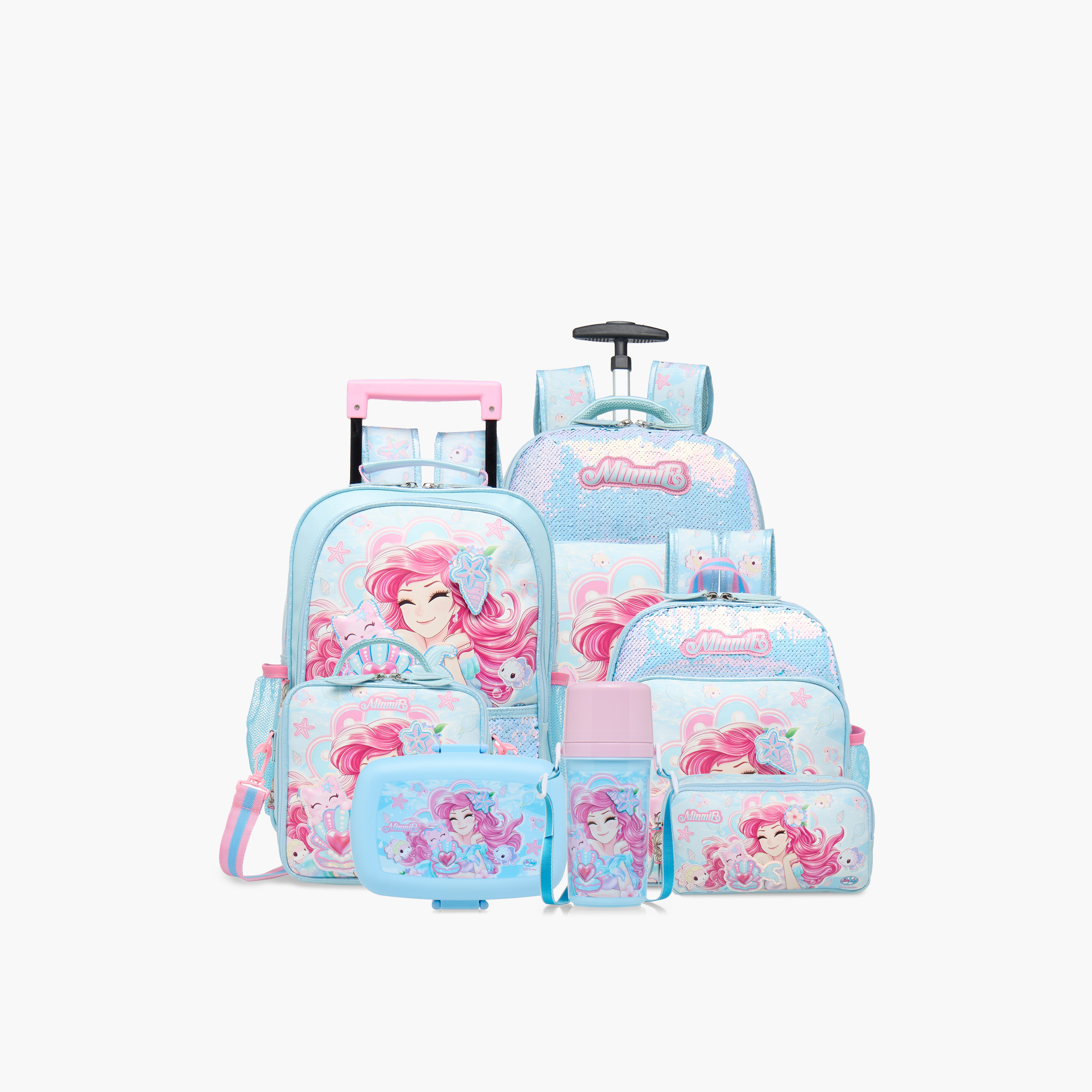 Minmie Mermaid Trolley Bag for Girls 5-8 Years with Retractable Handle – 18 inches-promo_LS20_OMN-image-16