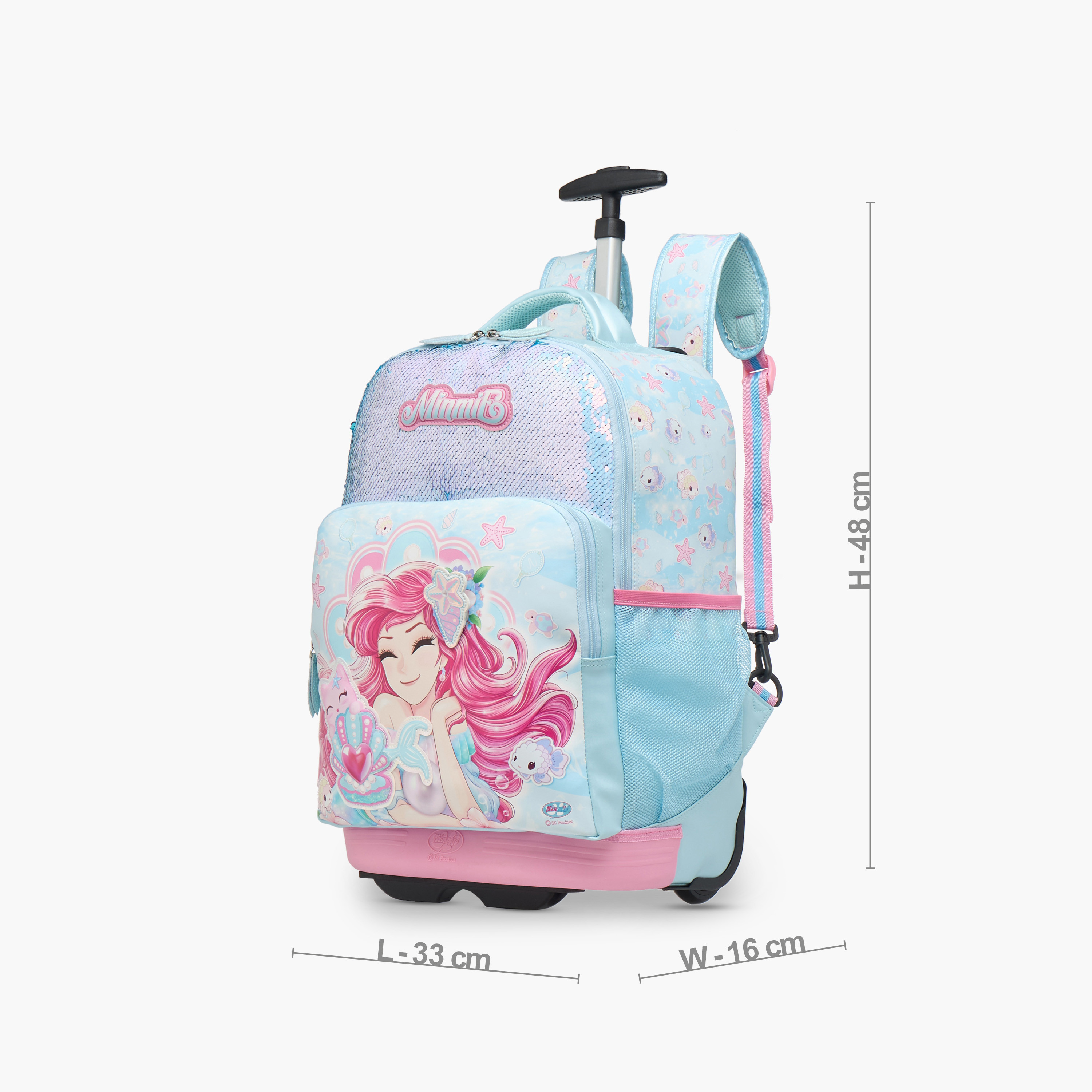 Minmie Mermaid Trolley Bag for Girls 5-8 Years with Retractable Handle – 18 inches-promo_LS20_OMN-image-2