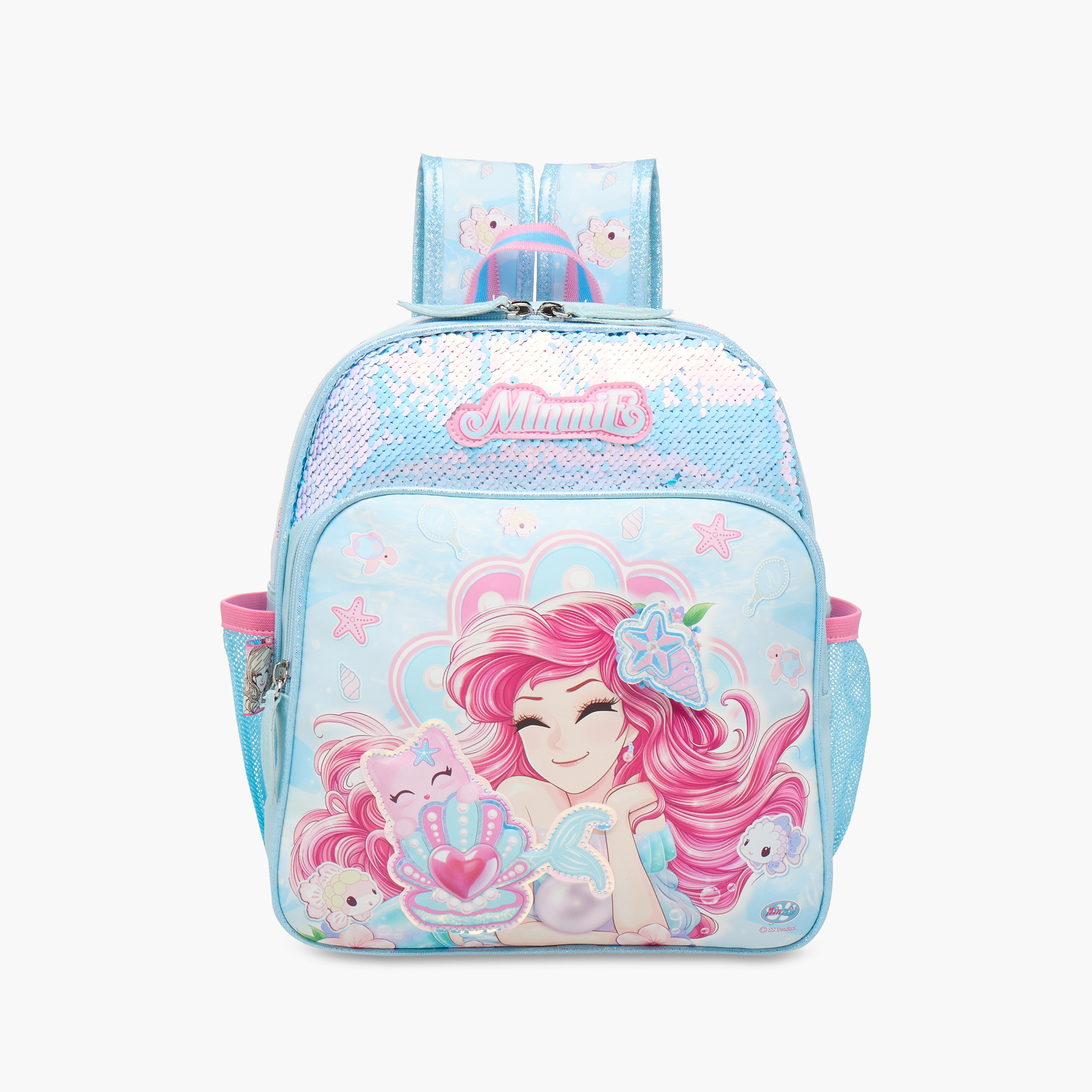 Minmie Mermaid Sequin Print 12-inch Backpack with Adjustable Shoulder Straps - 28x10x30 cms-promo_LS20_OMN-image-1