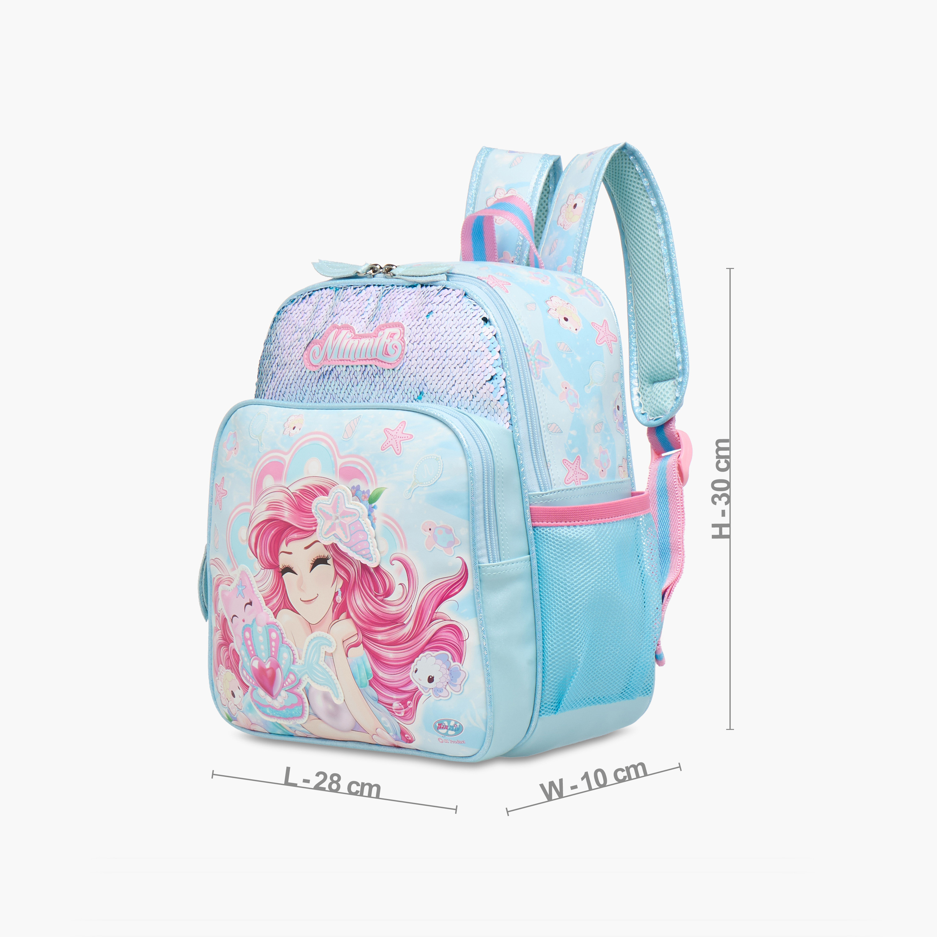 Minmie Mermaid Sequin Print 12-inch Backpack with Adjustable Shoulder Straps - 28x10x30 cms-promo_LS20_OMN-image-2