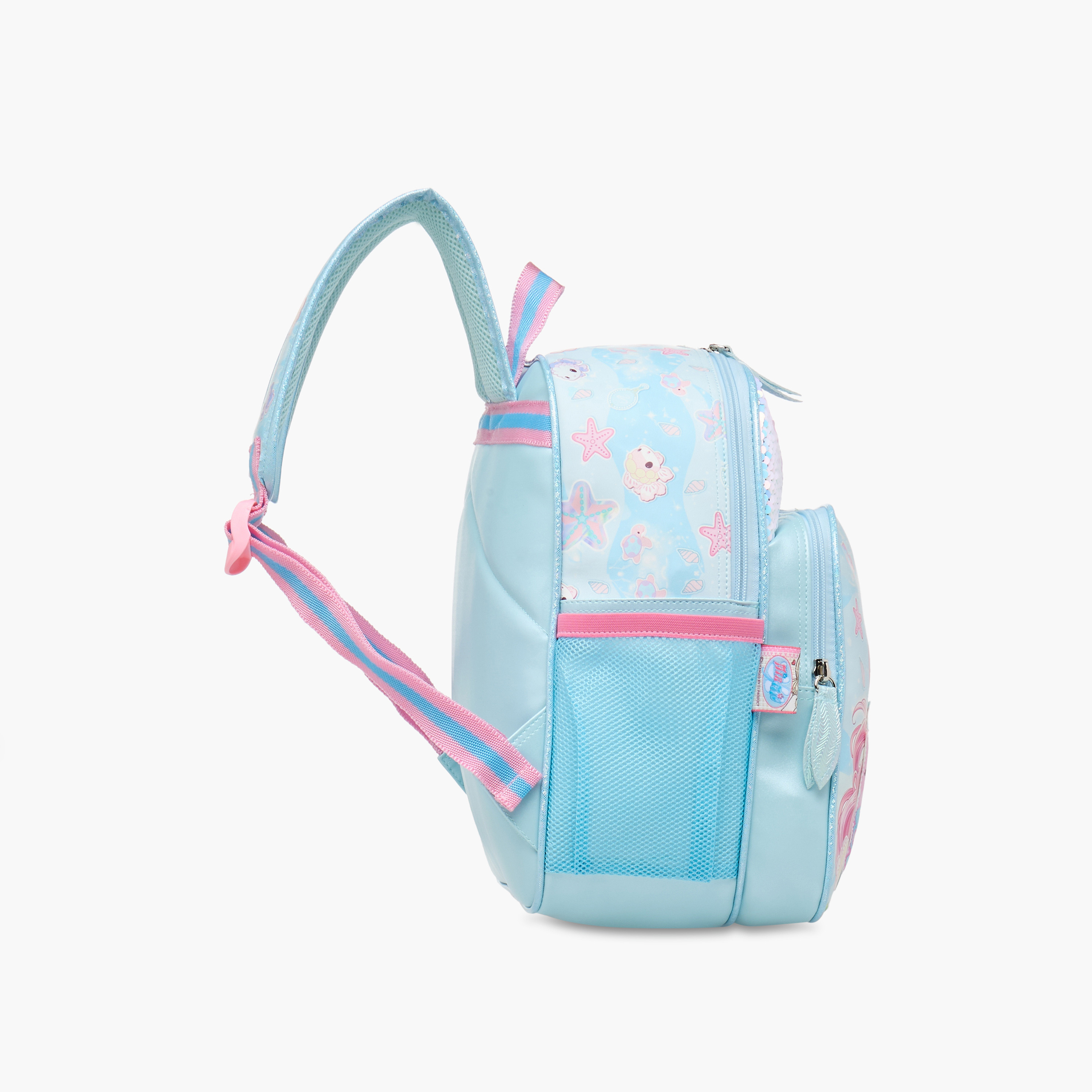 Minmie Mermaid Sequin Print 12-inch Backpack with Adjustable Shoulder Straps - 28x10x30 cms-promo_LS20_OMN-image-3
