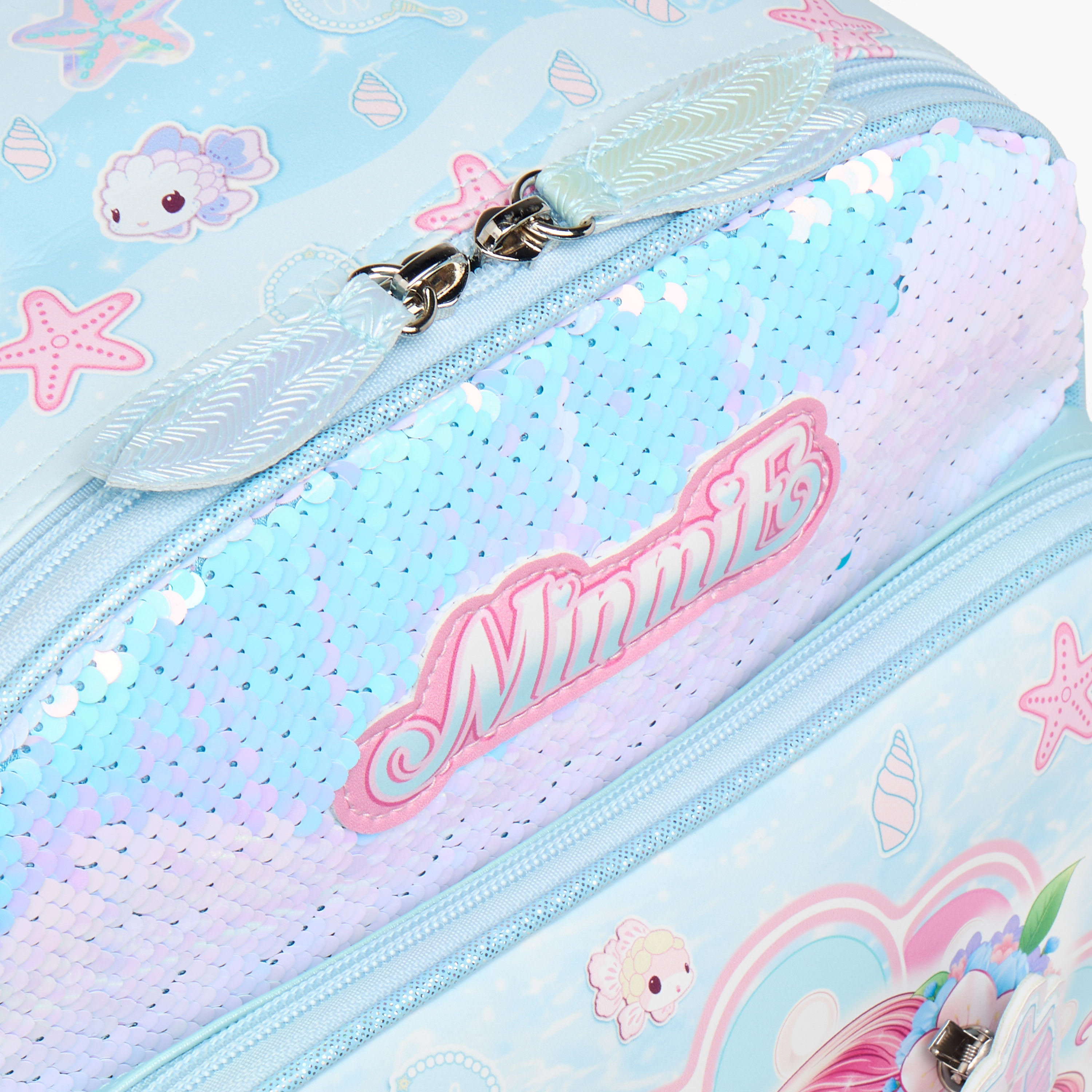 Minmie Mermaid Sequin Print 12-inch Backpack with Adjustable Shoulder Straps - 28x10x30 cms-promo_LS20_OMN-image-8