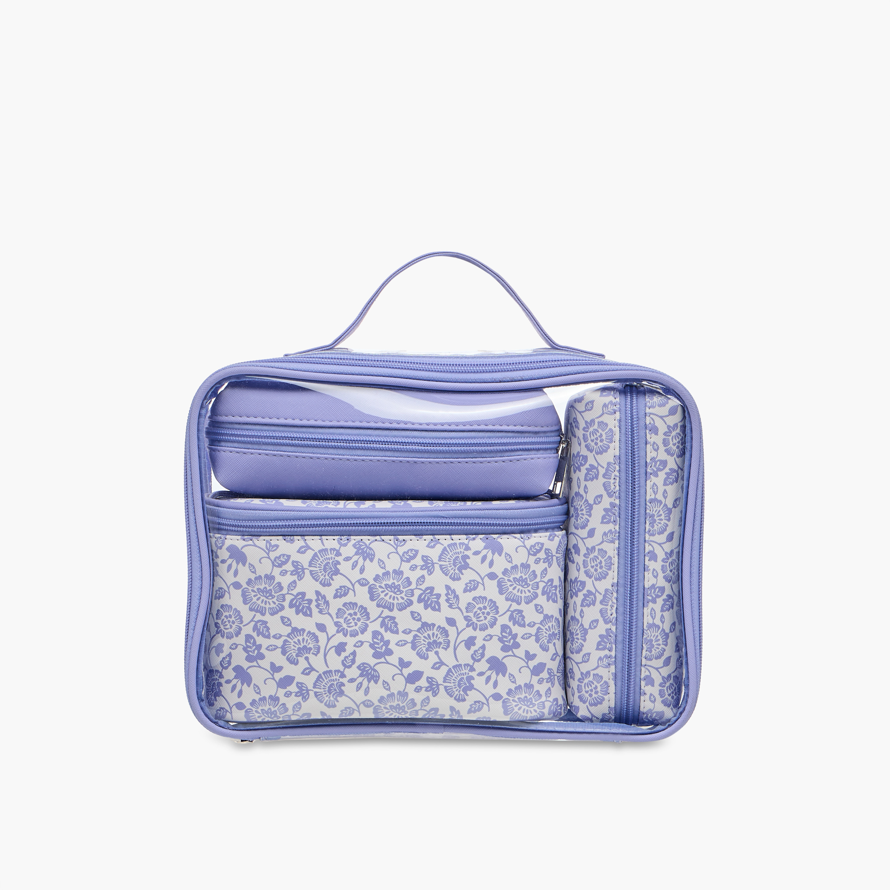 Floral Print 4-Piece Cosmetic Bag Set-beautyandpersonalcare-makeup-brushesandaccessories-makeuppouches-image-2