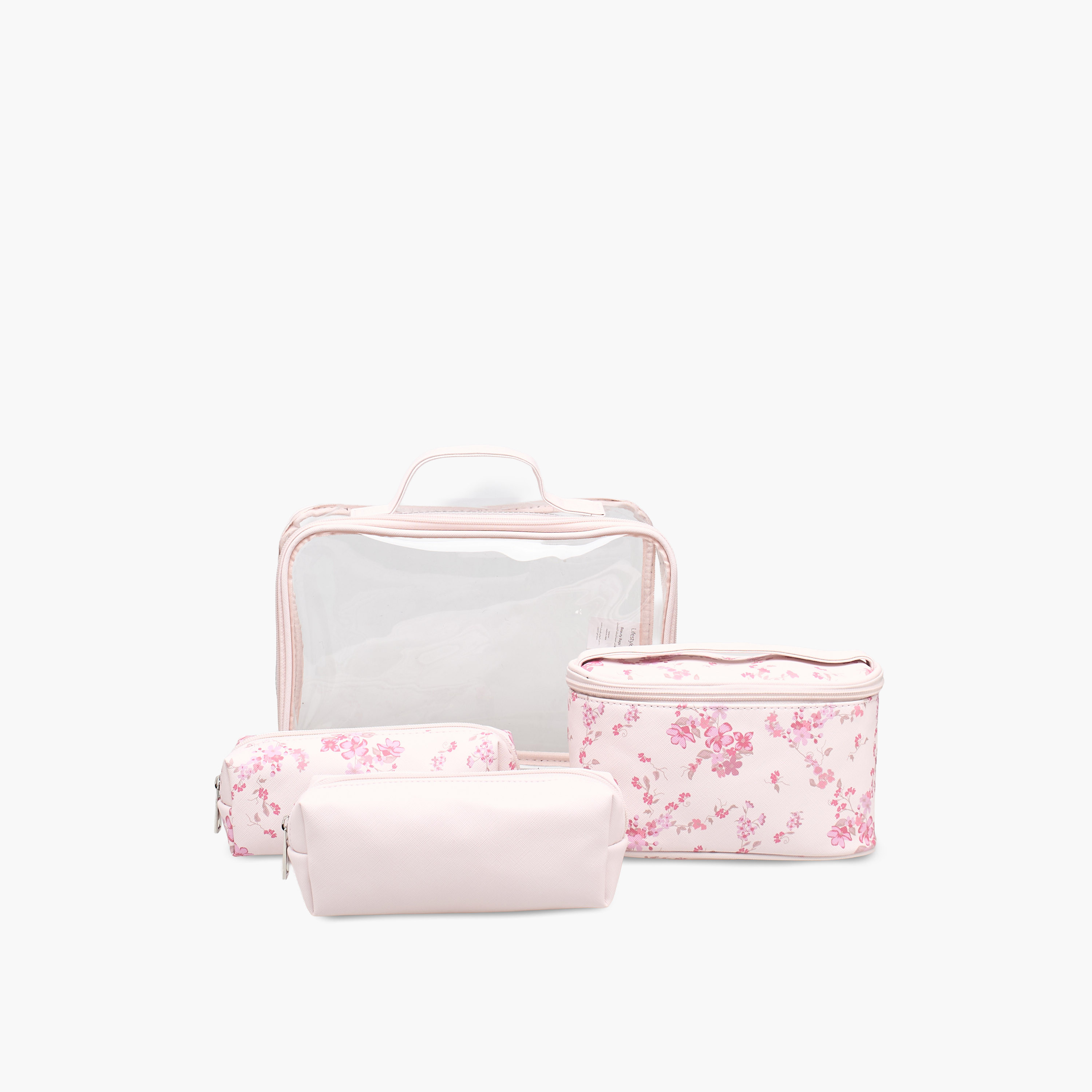 Floral Print 4-Piece Cosmetic Bag Set-beautyandpersonalcare-makeup-brushesandaccessories-makeuppouches-image-1