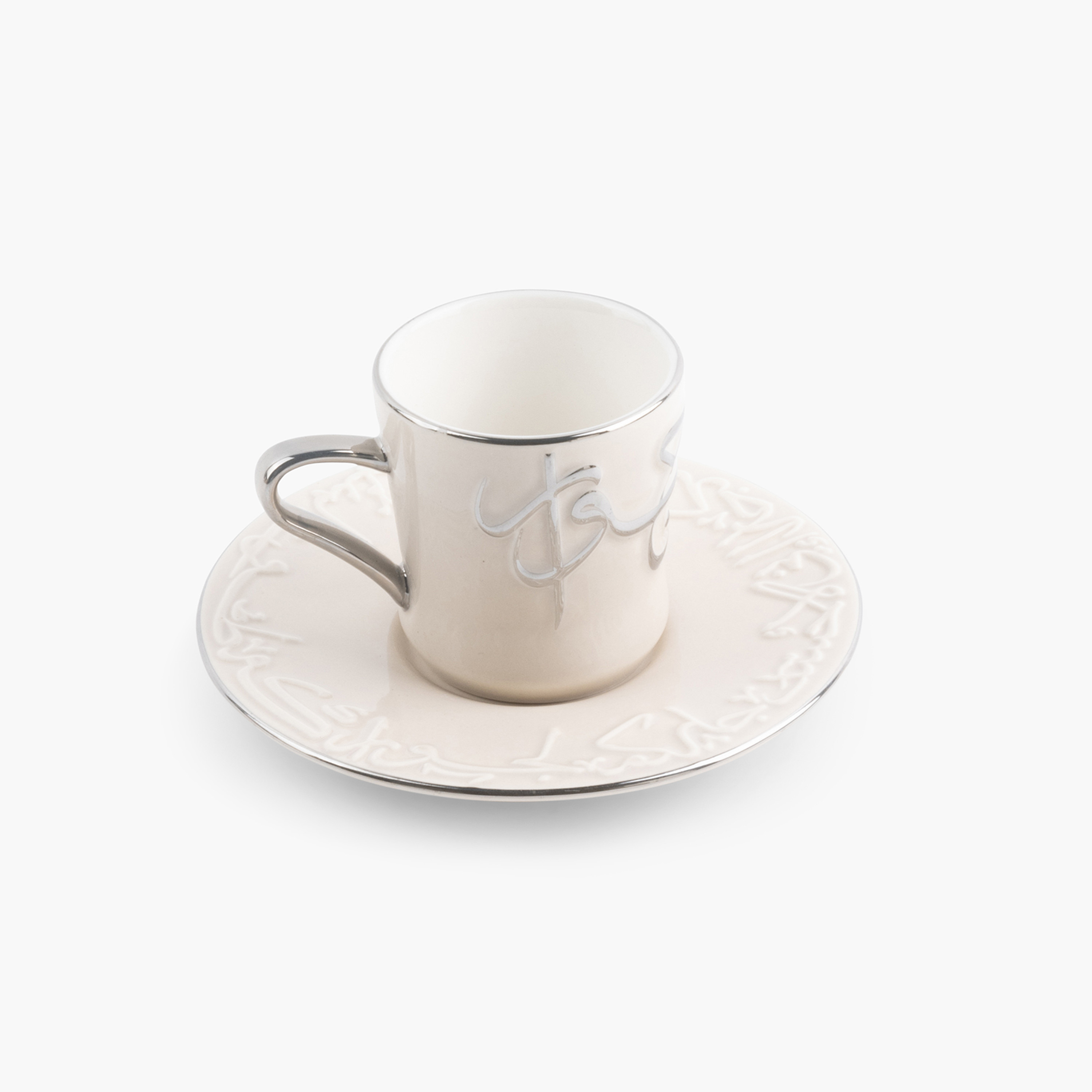 Otantik Jiwar 12-Piece Calligraphy Embossed Porcelain Tea Cup and Saucer Set - 90 ml-household-dining-teaandcoffee-teaandcoffeesets-image-3