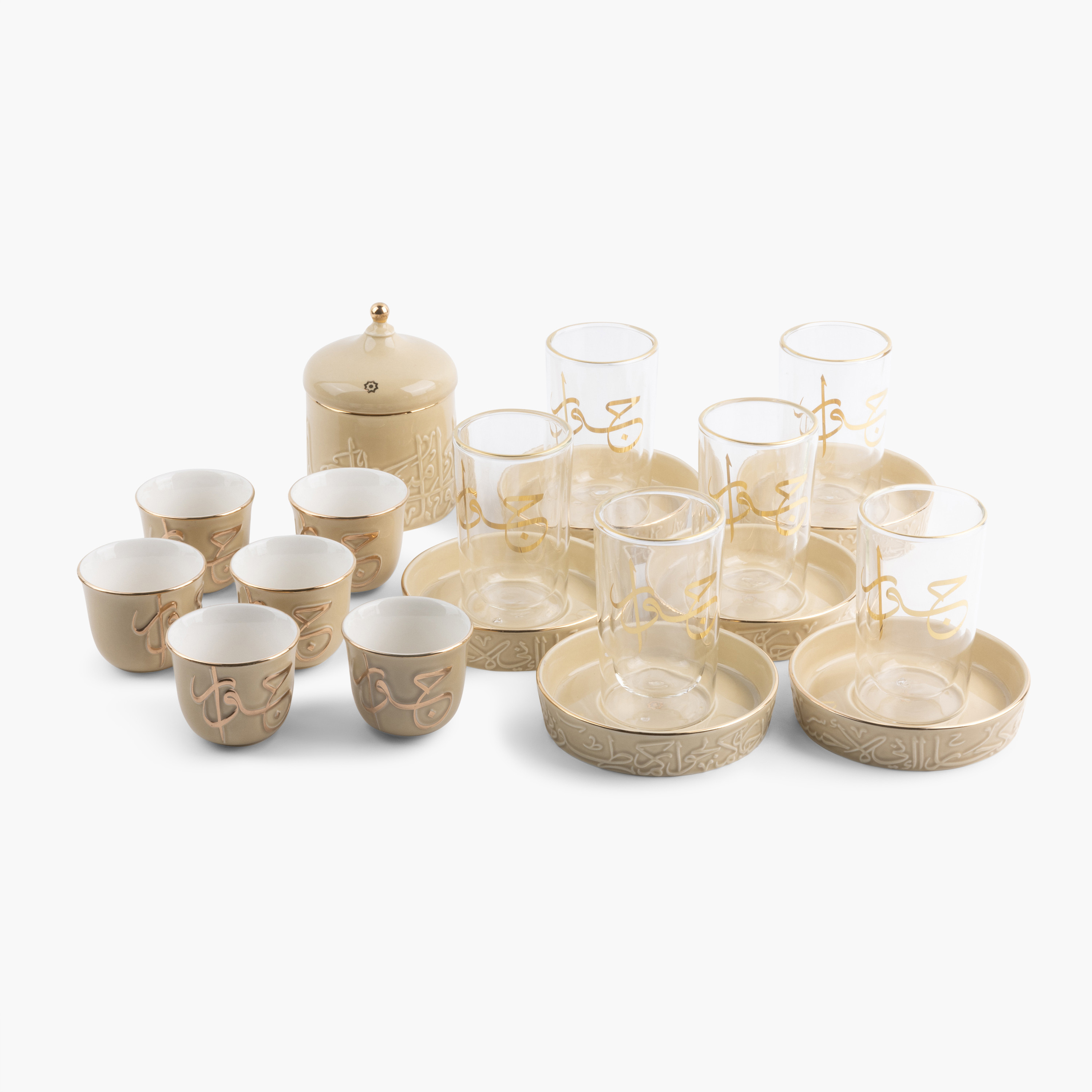Otantik Jiwar 19-Piece Calligraphy Embossed Porcelain Tea Set-household-dining-teaandcoffee-teaandcoffeesets-image-6
