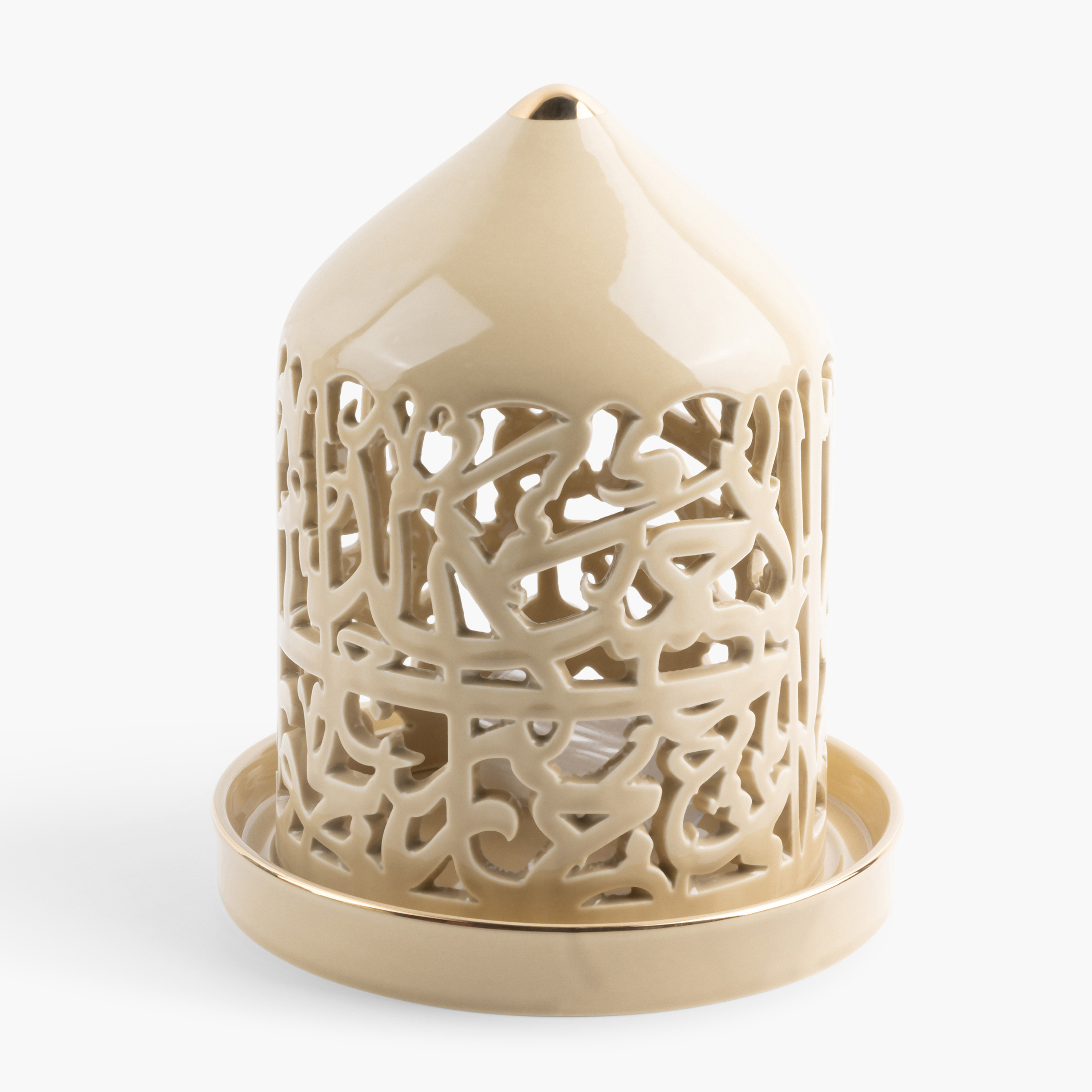 Otantik Asalah Cutwork Detail Porcelain LED Candleholder - 21 cms-household-decor-candleholdersandlanterns-image-2