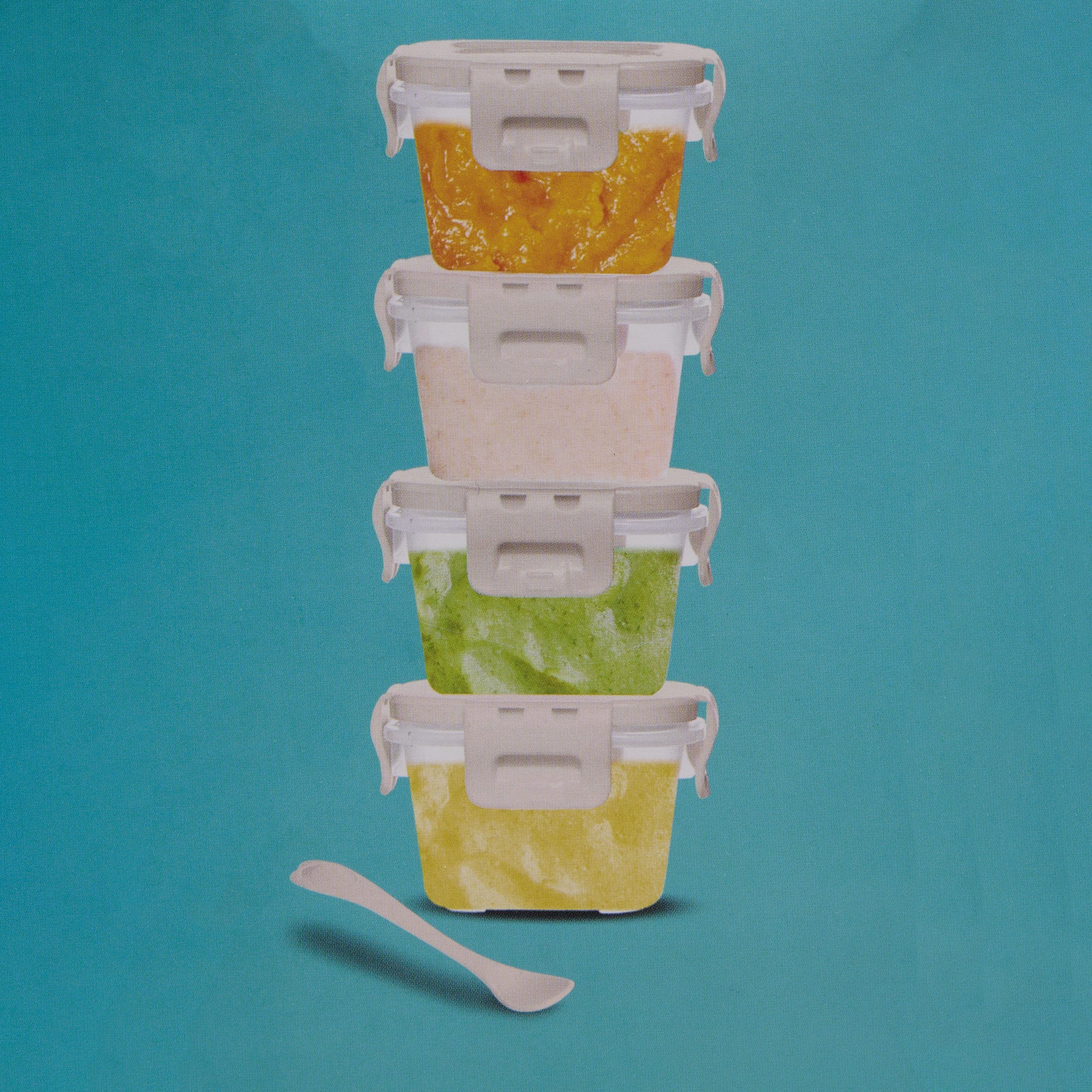 طقم حاويات طعام أطفال خالية من بيسفينول أ 4 قطع مع ملعقة من جونيورز-baby-feeding-mealtimeessentials-image-3