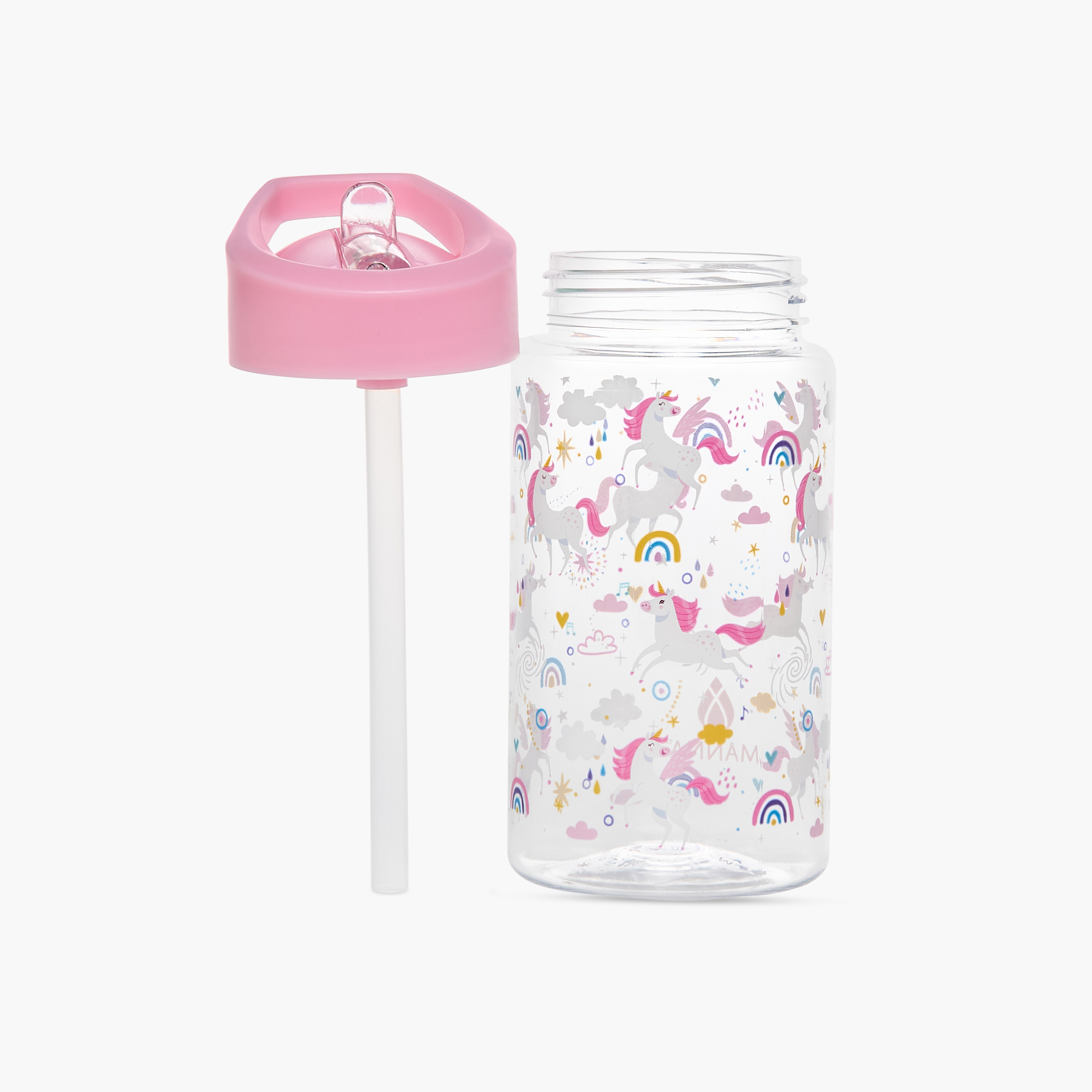 Manna Unicorn Plastic Water Bottle with Sipper and Name Tag Hanger – 440 ml-school-waterbottles-image-2