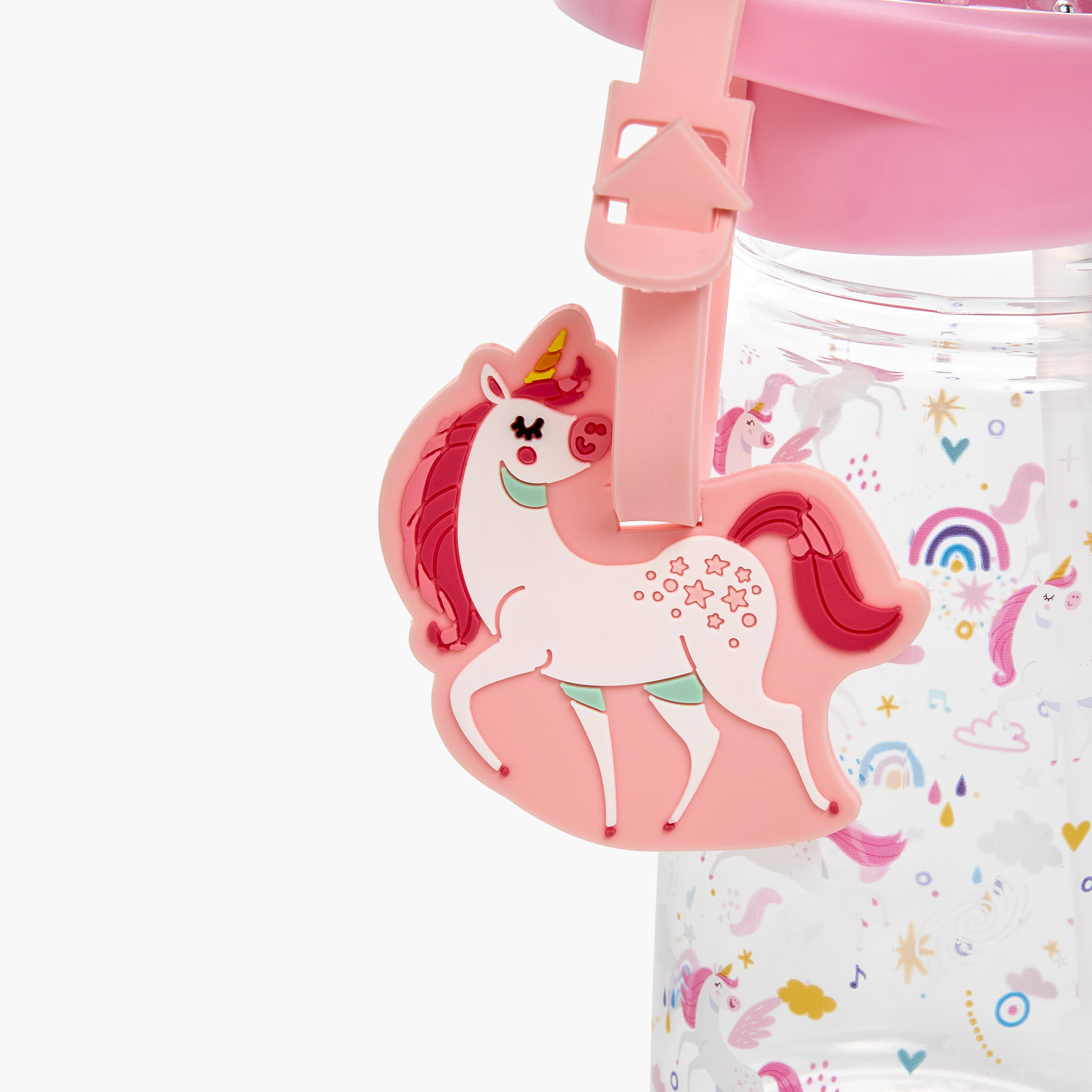 Manna Unicorn Plastic Water Bottle with Sipper and Name Tag Hanger – 440 ml-school-waterbottles-image-5