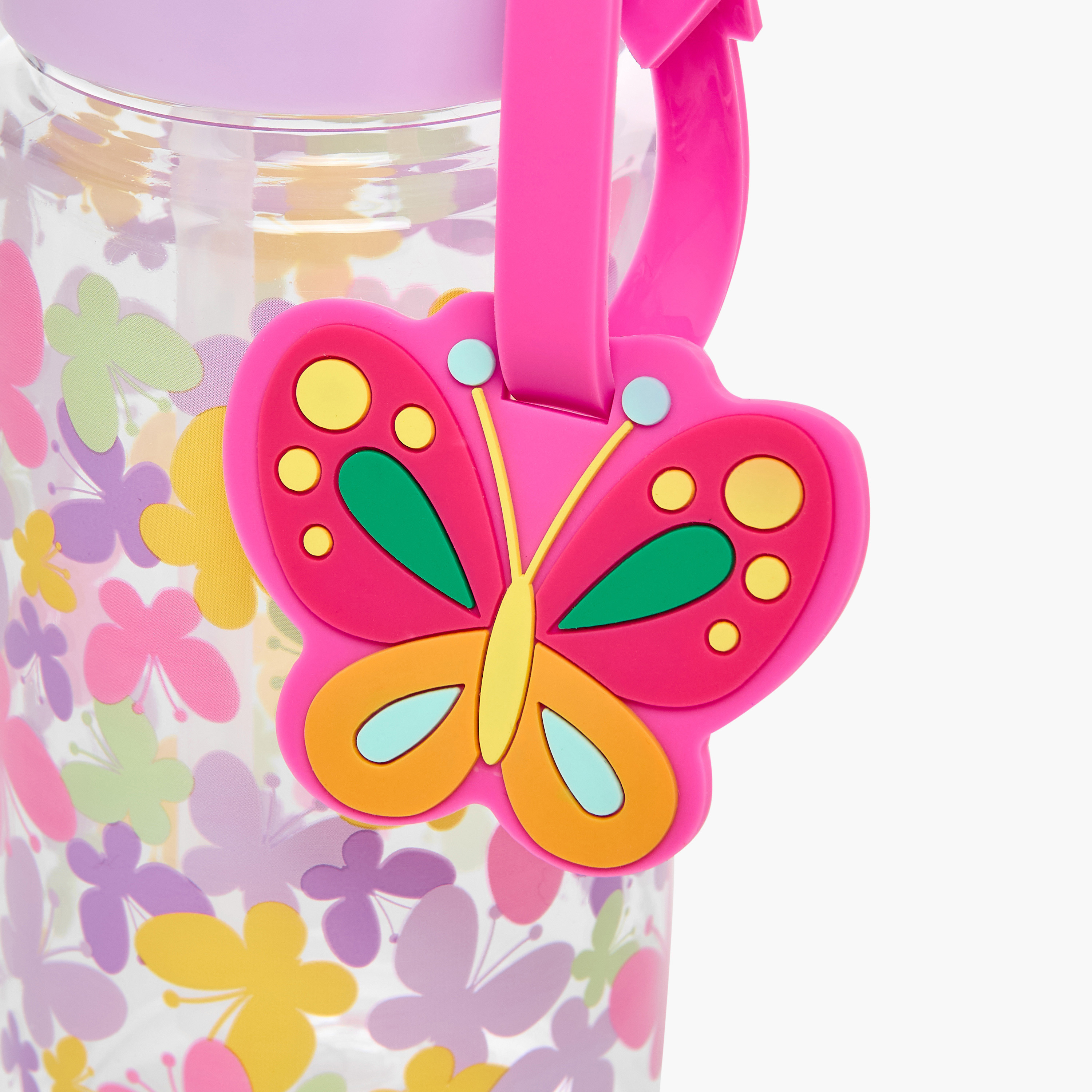 Manna Butterfly Plastic Water Bottle with Sipper and Name Tag Hanger – 440 ml-school-waterbottles-image-3