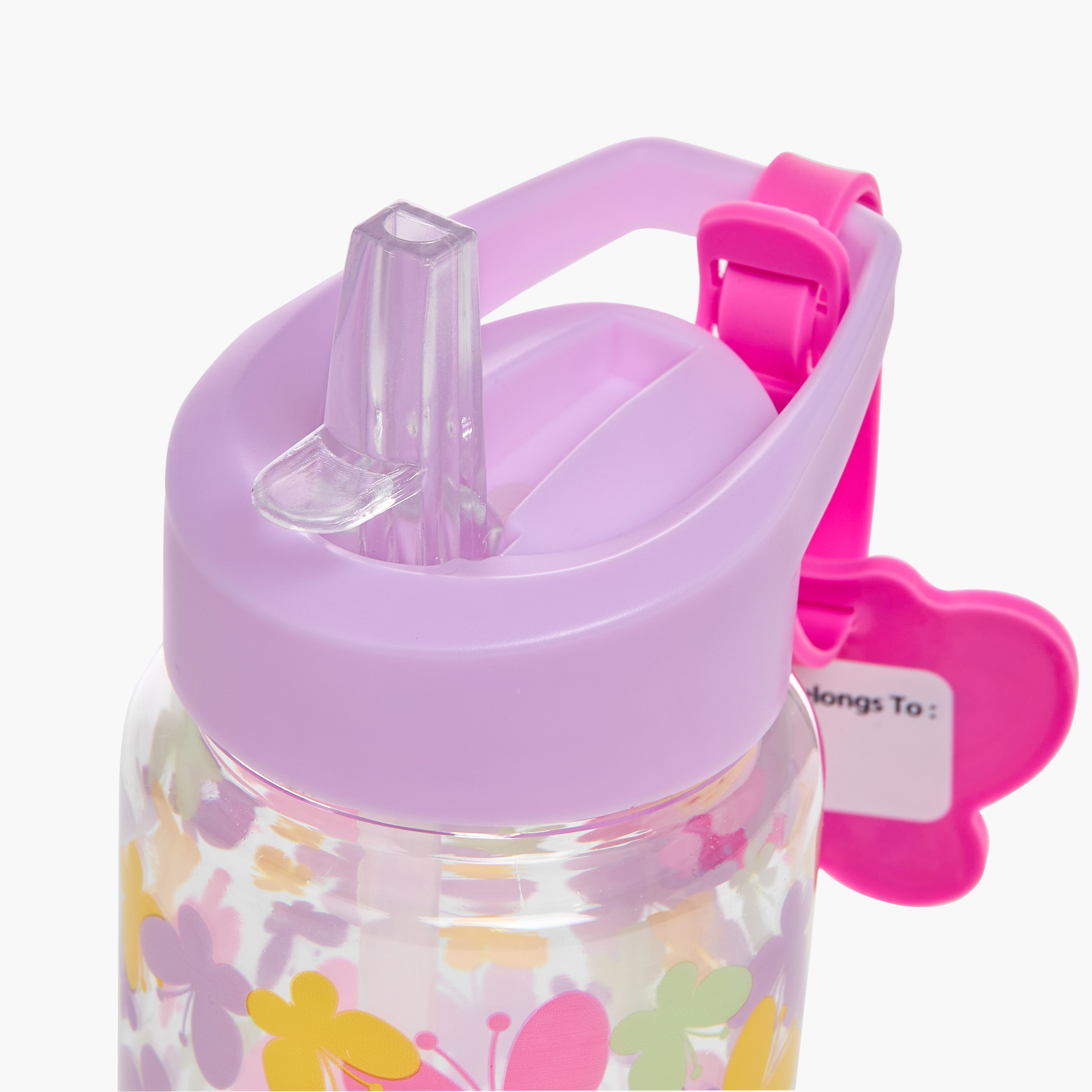 Manna Butterfly Plastic Water Bottle with Sipper and Name Tag Hanger – 440 ml-school-waterbottles-image-5