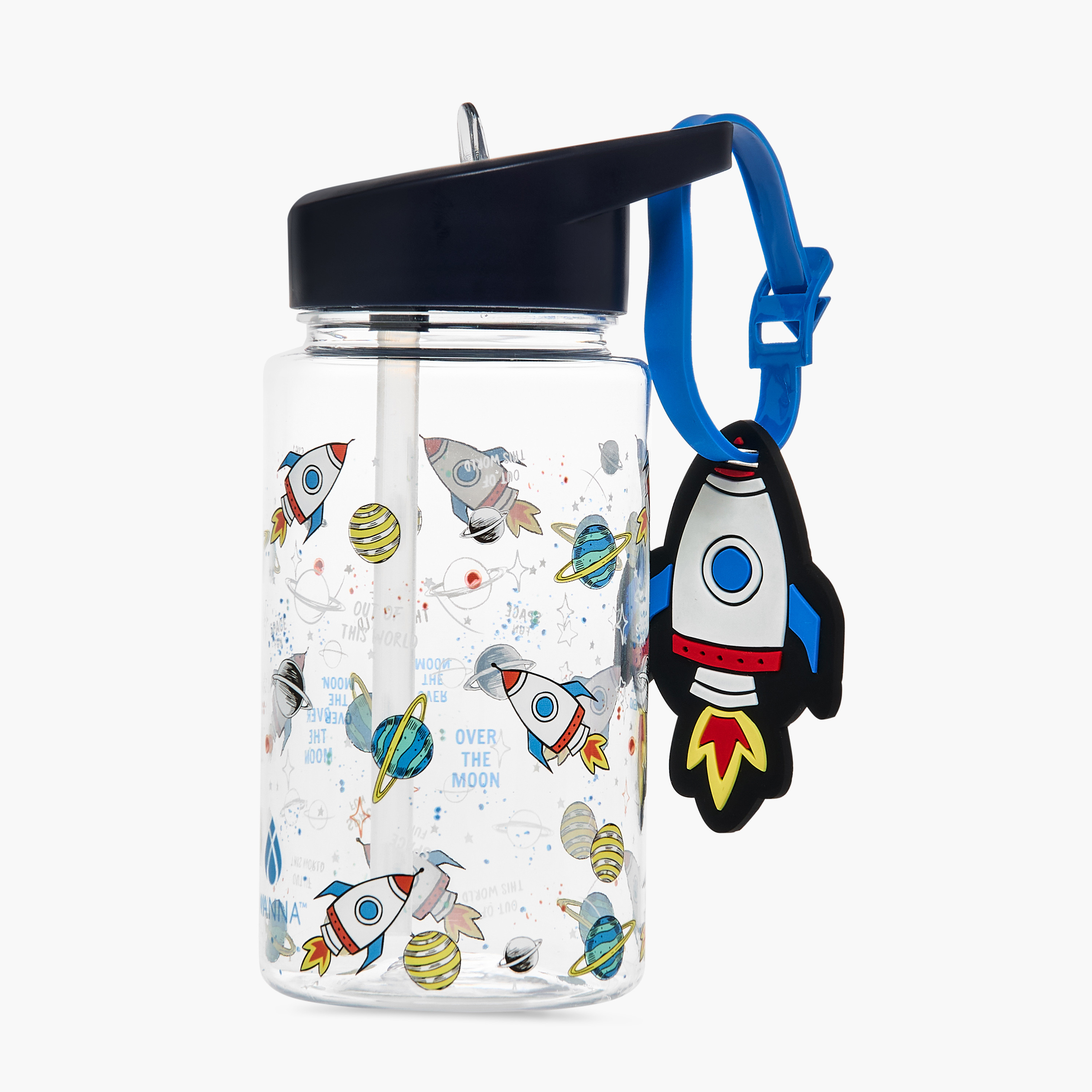 Manna Rocket Plastic Water Bottle with Sipper and Name Tag Hanger – 440 ml-school-waterbottles-image-1