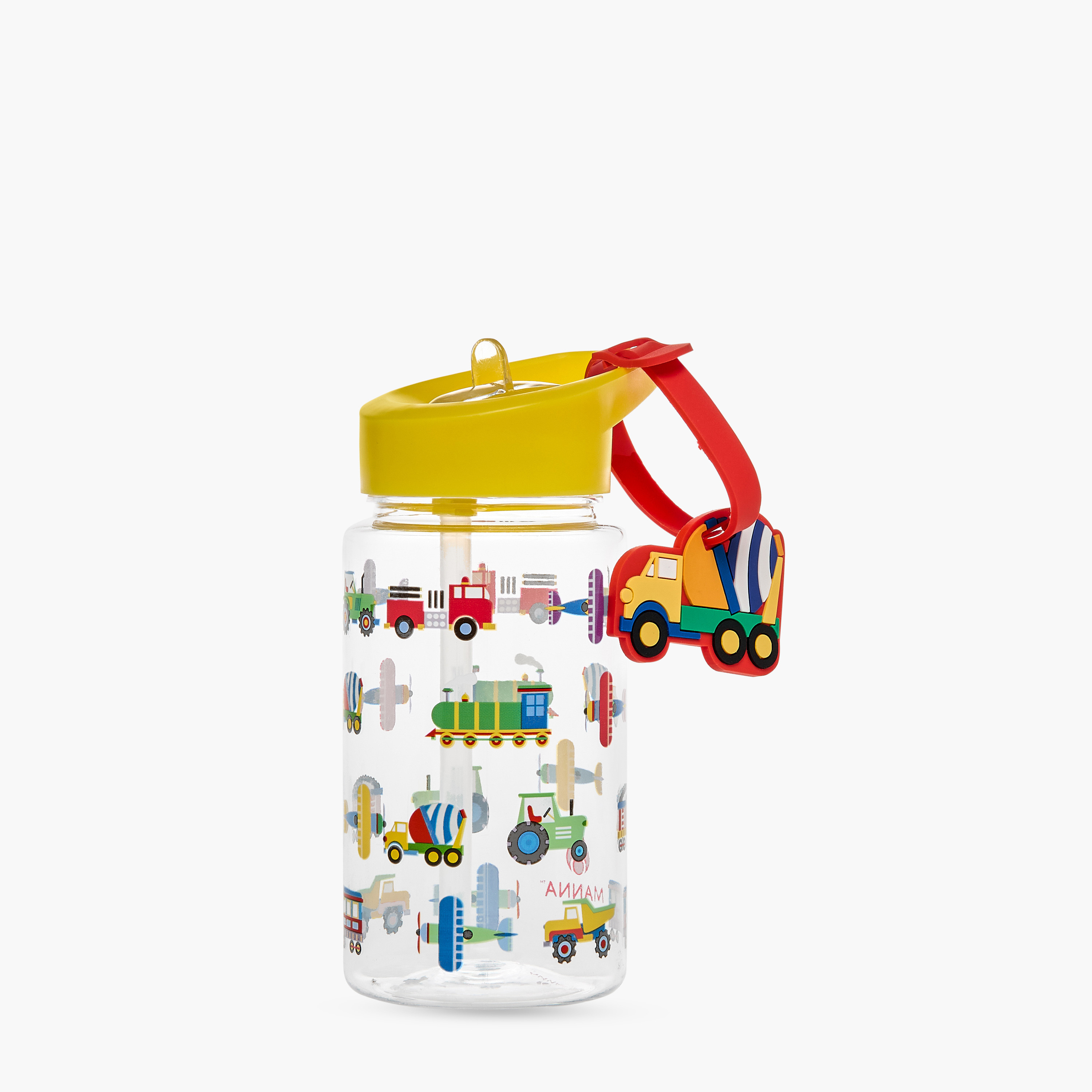 Manna Truck Plastic Water Bottle with Sipper and Name Tag Hanger – 440 ml-school-waterbottles-image-1